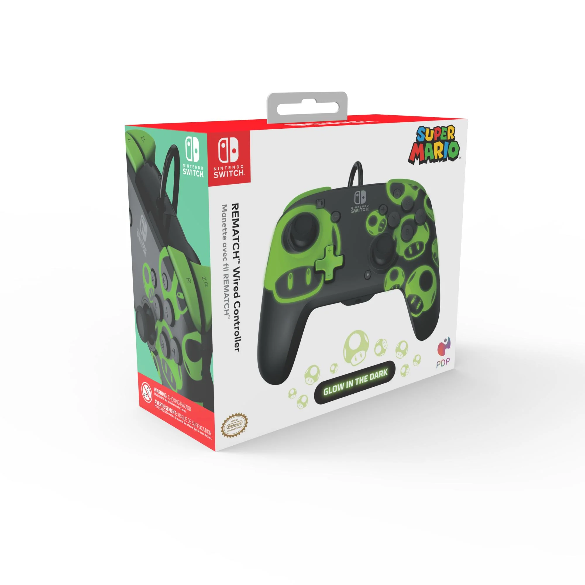 PDP Rematch Kablet Controller - 1Up Glow In The Dark