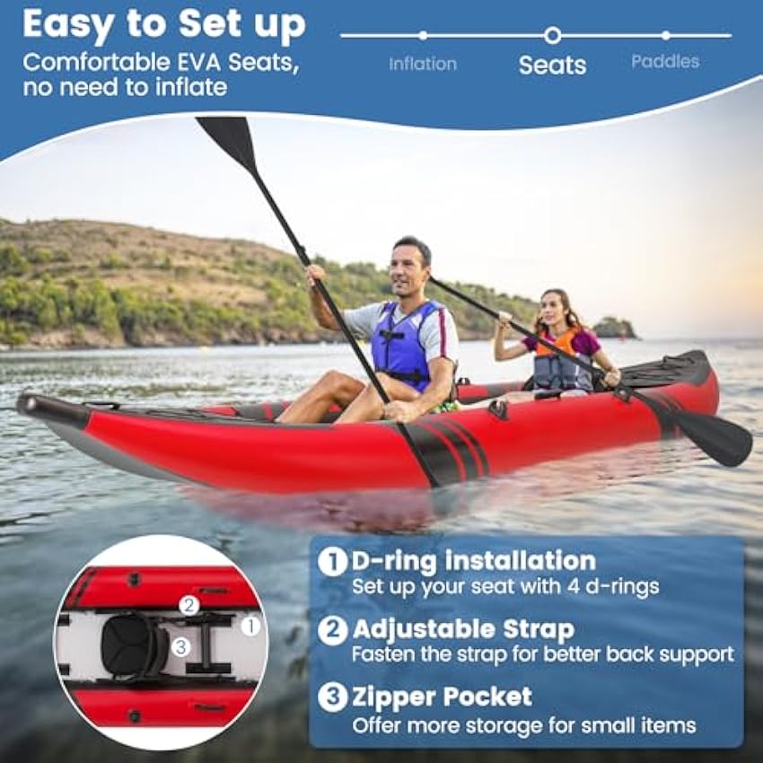 S AFSTAR Inflatable Kayak.2 Person Canoe with 507 lbs Capac
