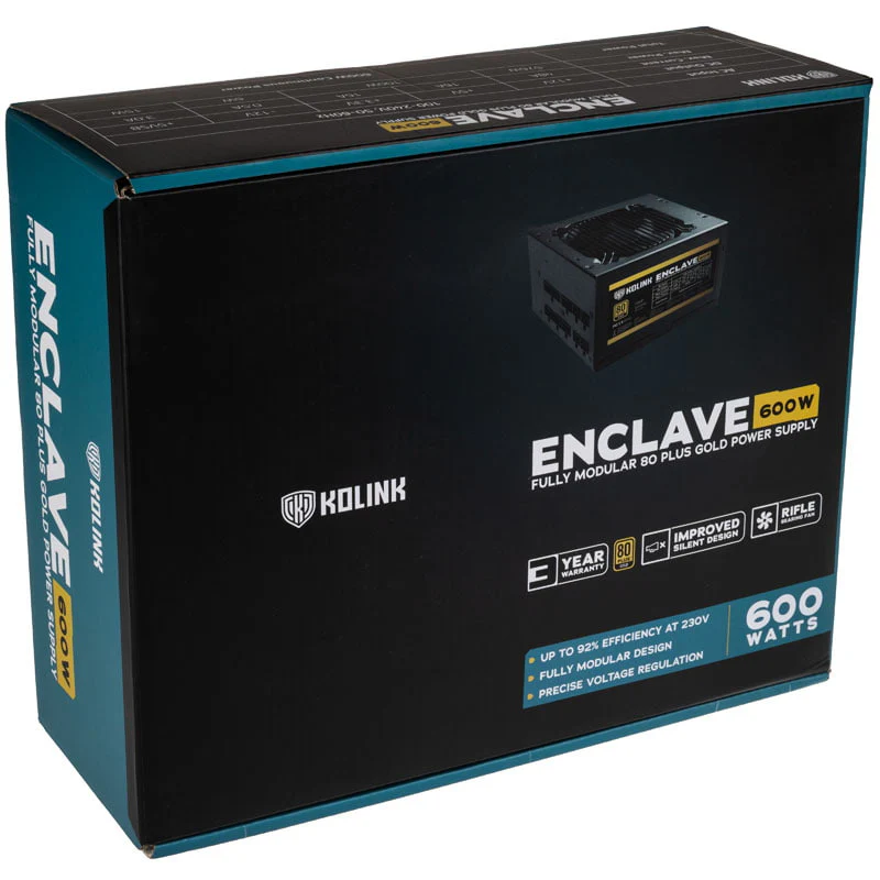 Kolink Enclave 80 PLUS Gold Netzteil. modular– 600 Watt