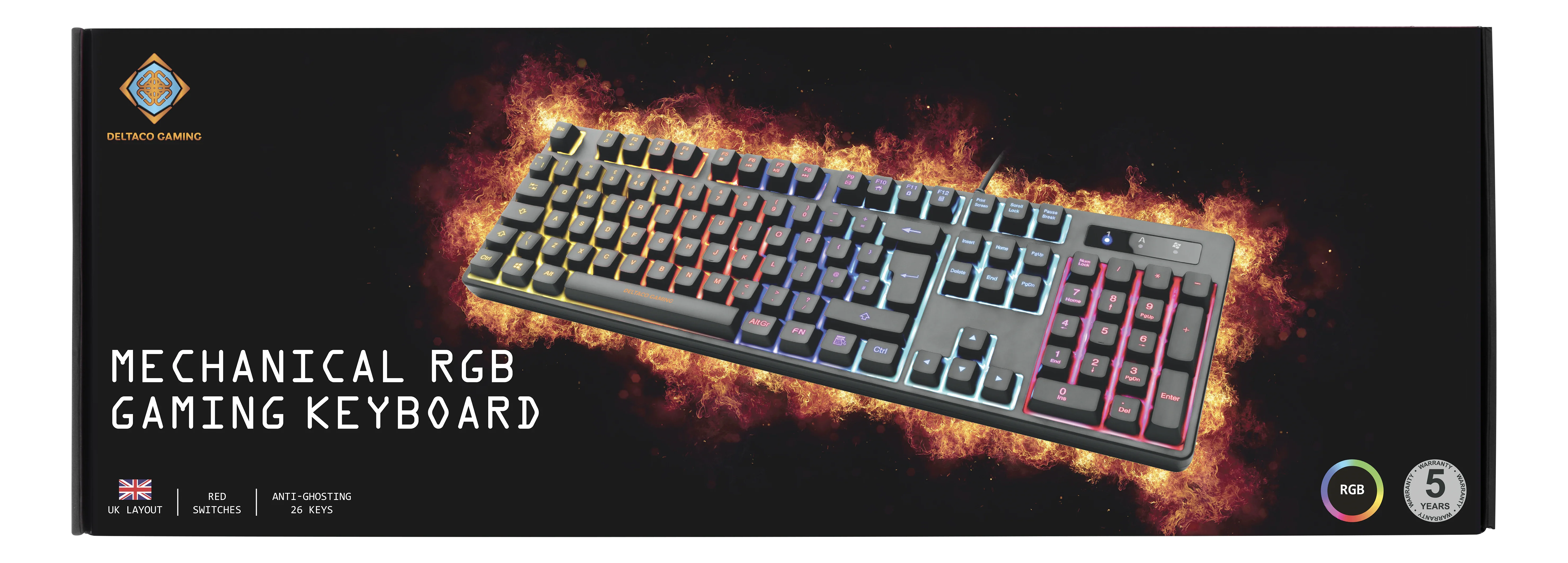 Deltaco - DK310 RGB Gaming Keyboard - Outemu Red Switch - UK LAYOUT