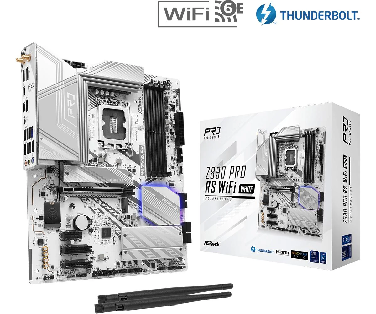 ASRock Z890 Pro RS WIFI White Motherboard ATX LGA-1851 Intel Z890