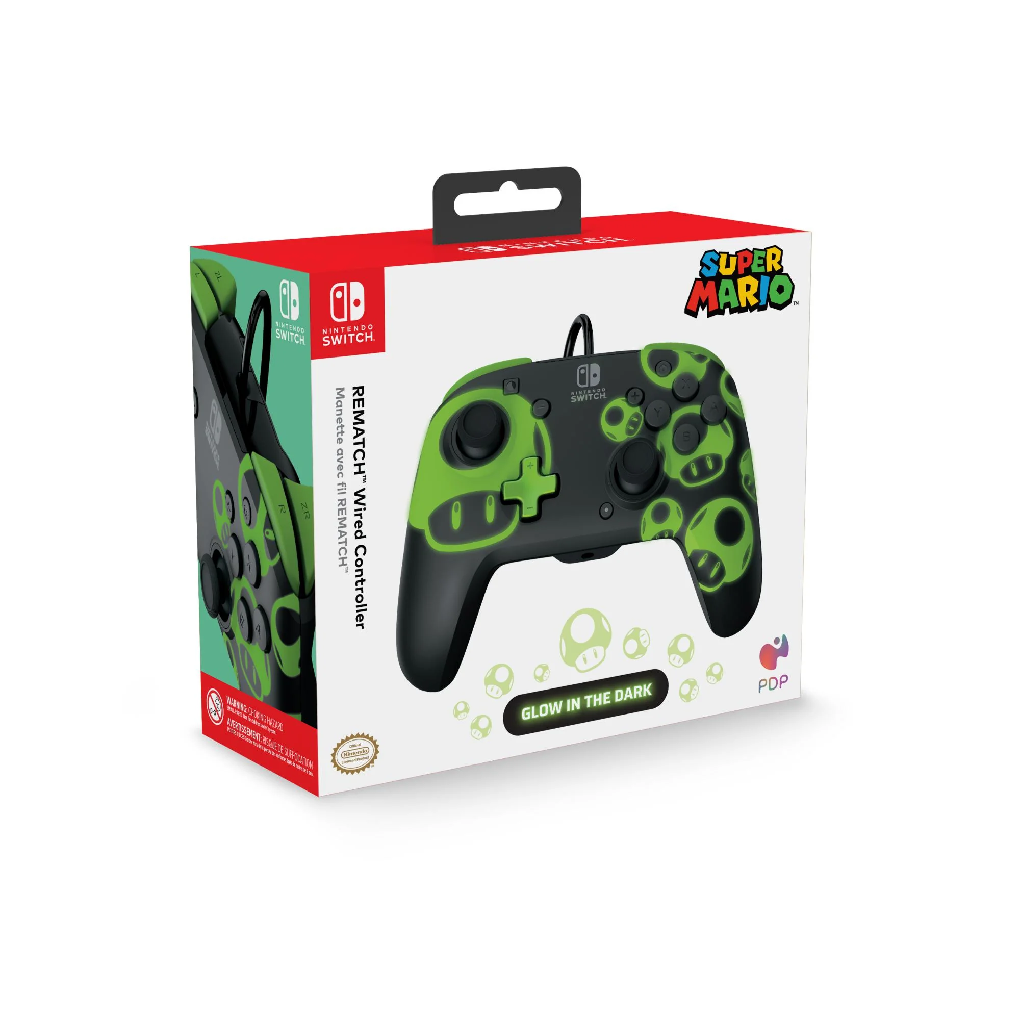 PDP Rematch Kablet Controller - 1Up Glow In The Dark