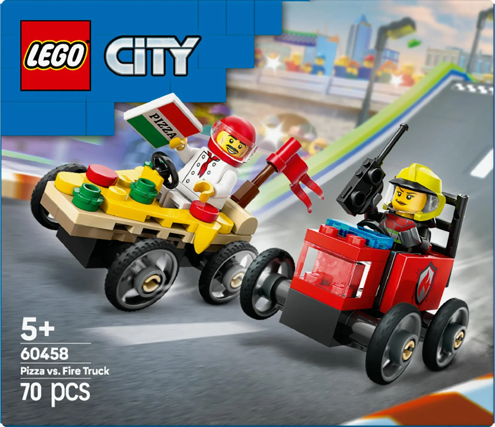 LEGO 60458 City Pizza Delivery Truck vs. Fire Truck