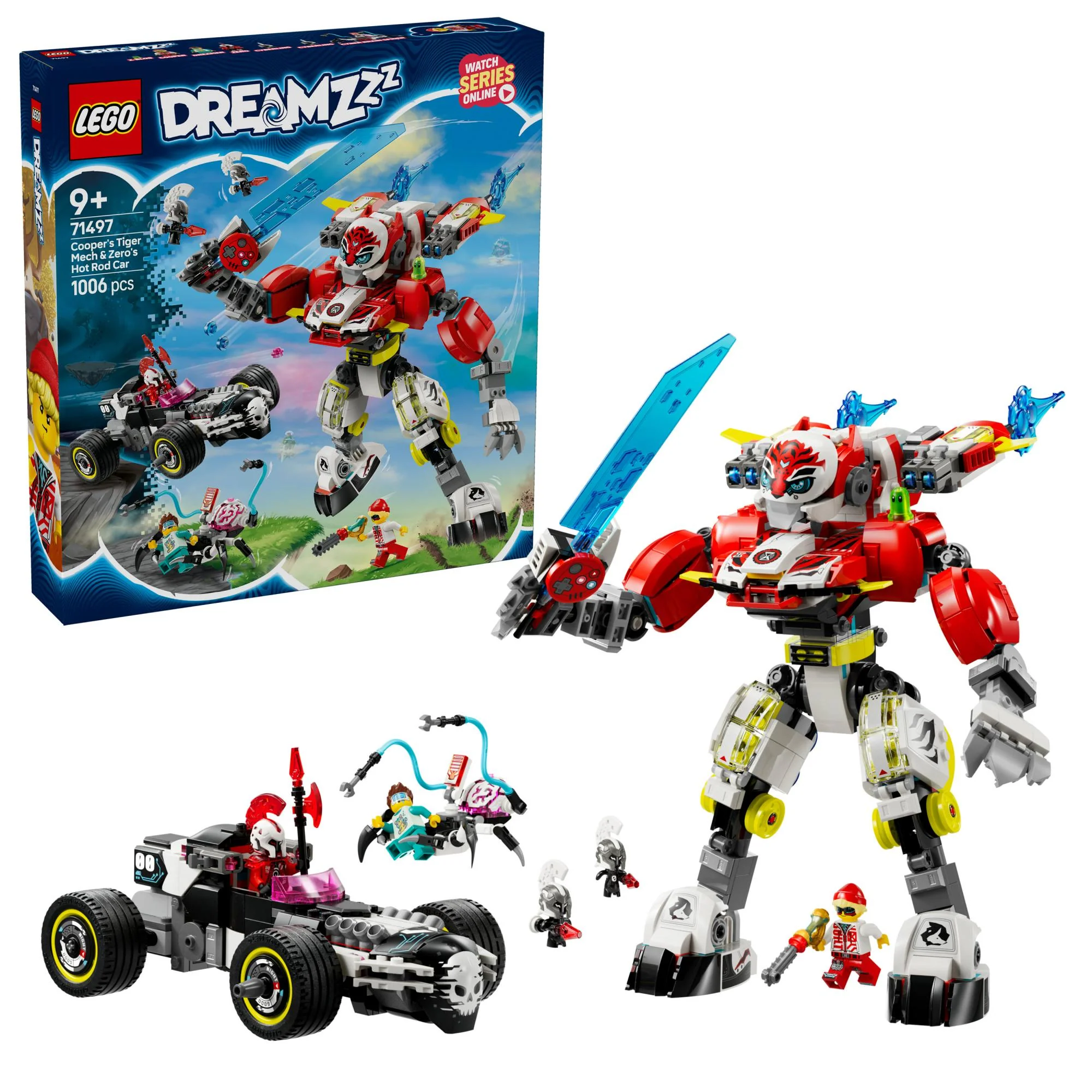 LEGO 71497 DREAMZzz Cooper's Tiger Mech and Zero's Hot Rod car