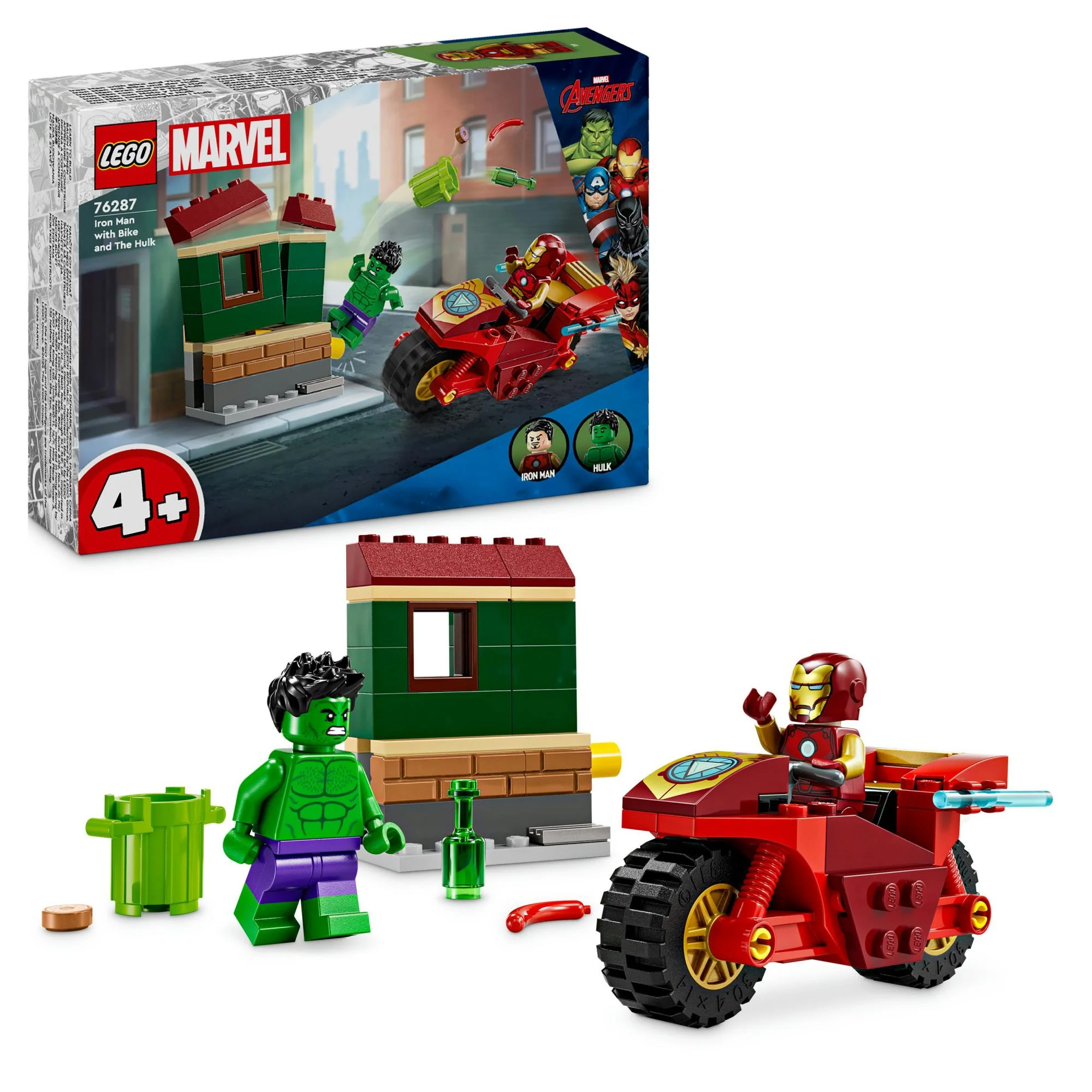 LEGO 76287 Marvel Super Heroes Iron Man with Bike and the Hulk