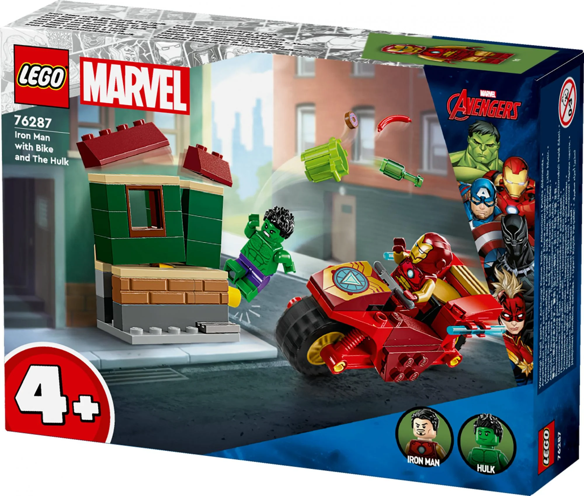 LEGO 76287 Marvel Super Heroes Iron Man with Bike and the Hulk