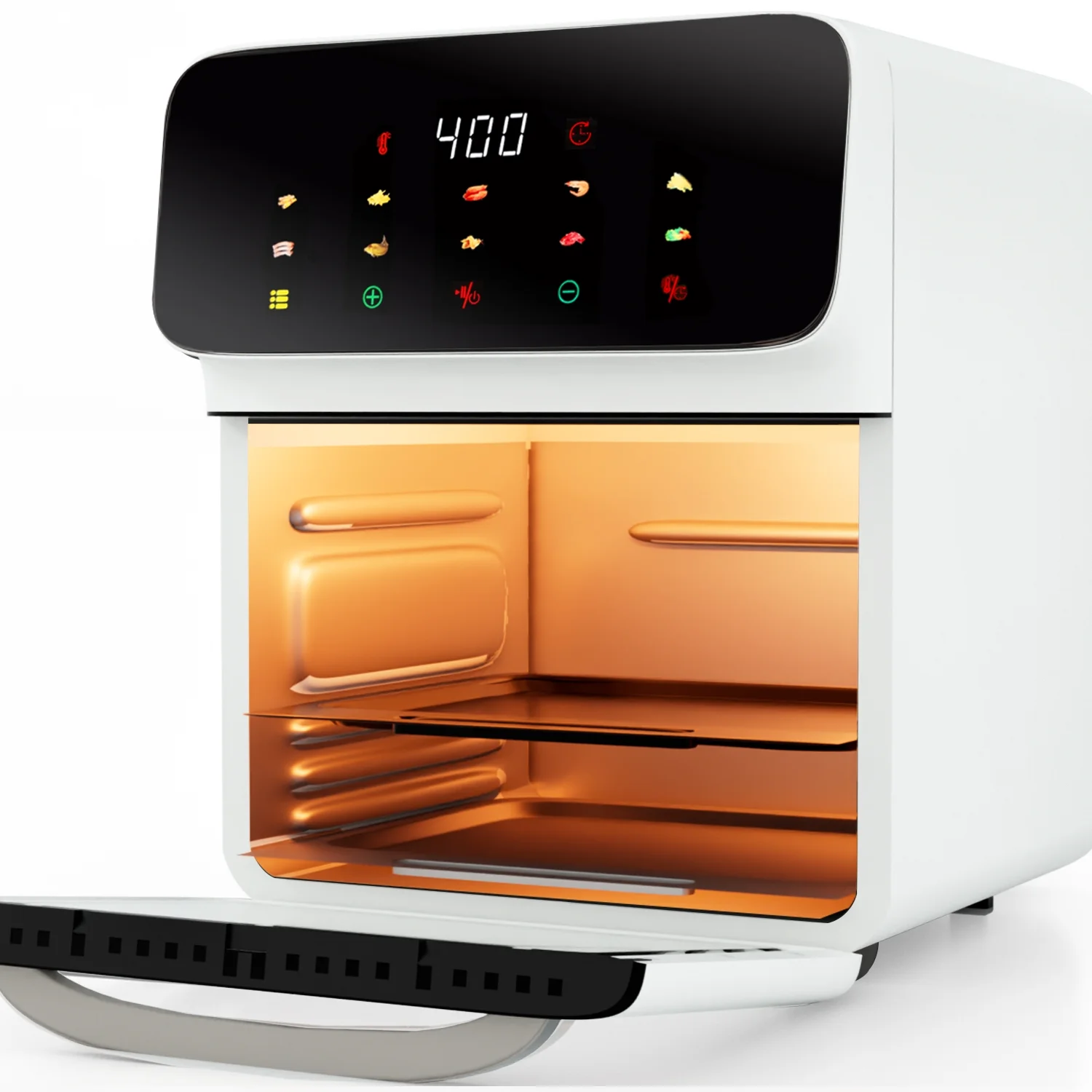 Bluebow Air Fryer 12QT Convection Oven with 10-in-1 Multi Function, Visible Window and Touchscreen, Black