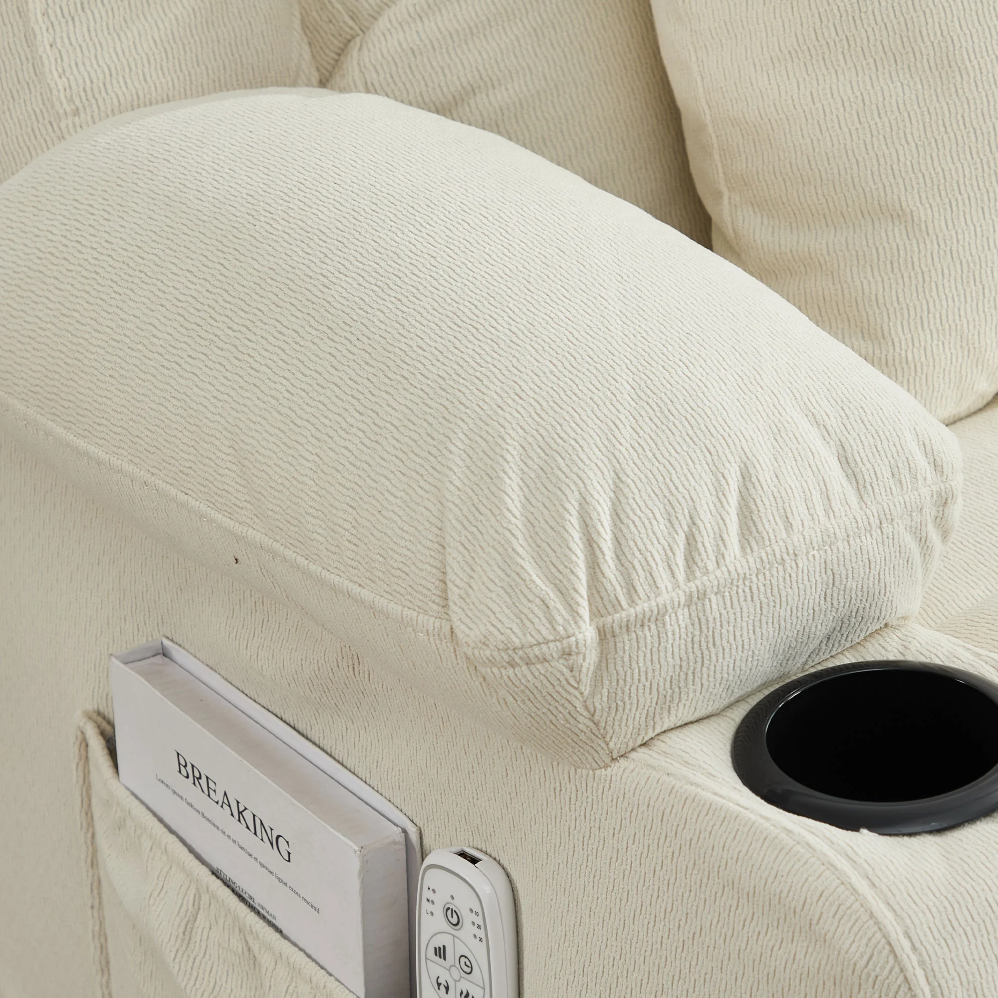 JONPONY Kneading Massage Rocker Recliner Chair with 4-Point 3D Kneading Massage and Heat Ergonomic Lounge Chair for Living Room with Rocking Function and 2 Cup Holders, USB Charge Port,Gray