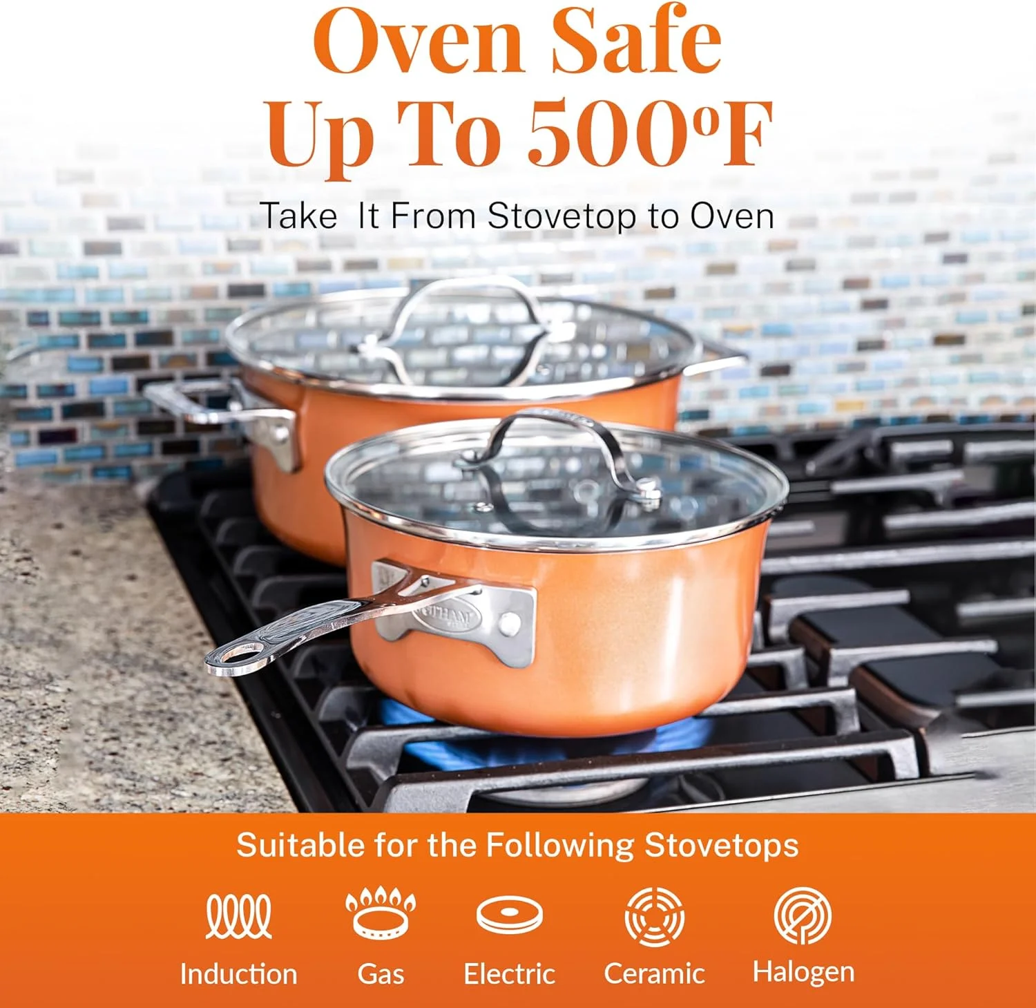 Gotham Steel Stackmaster 10 Pc Copper Pots and Pans Set Non Stick Cookware Set with Kitchen Utensils, Induction Ready, Non Toxic Nesting Design for 50% Space Saving, Oven and Dishwasher Safe