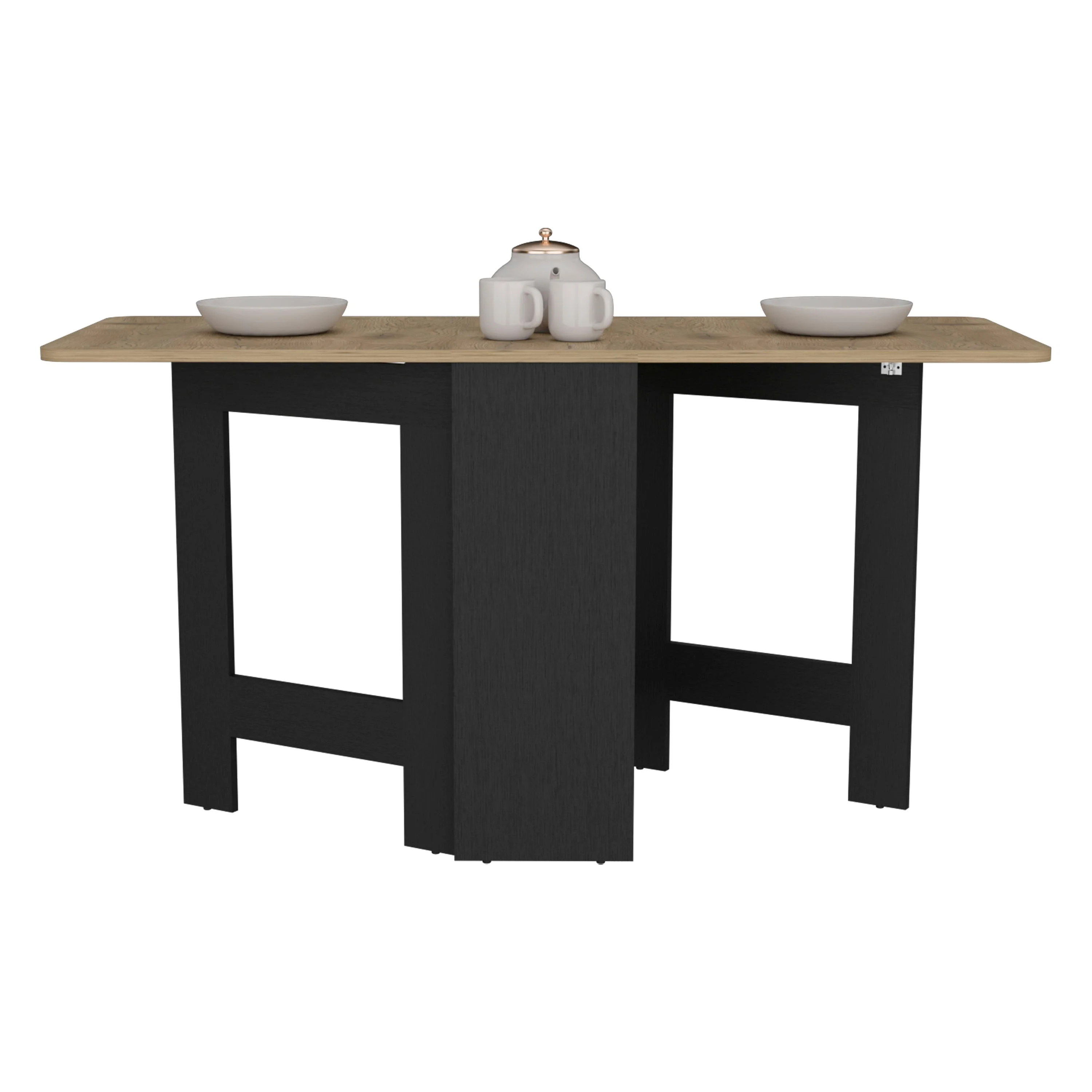 Gateleg Folding Table Space-Saving with Compact Design White / Macadamia