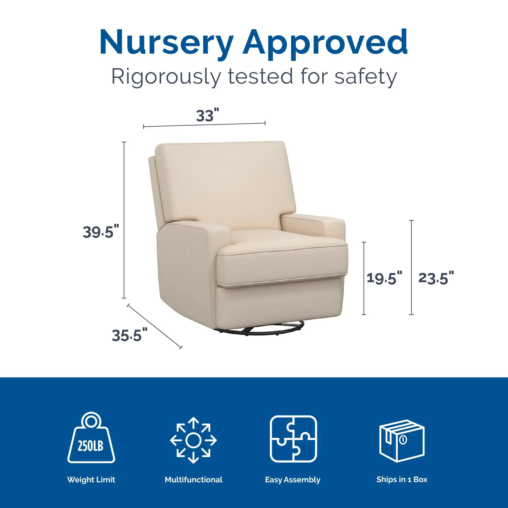 Baby Relax Rylan 4-in-1 Swivel Glider Rocker Recliner Chair