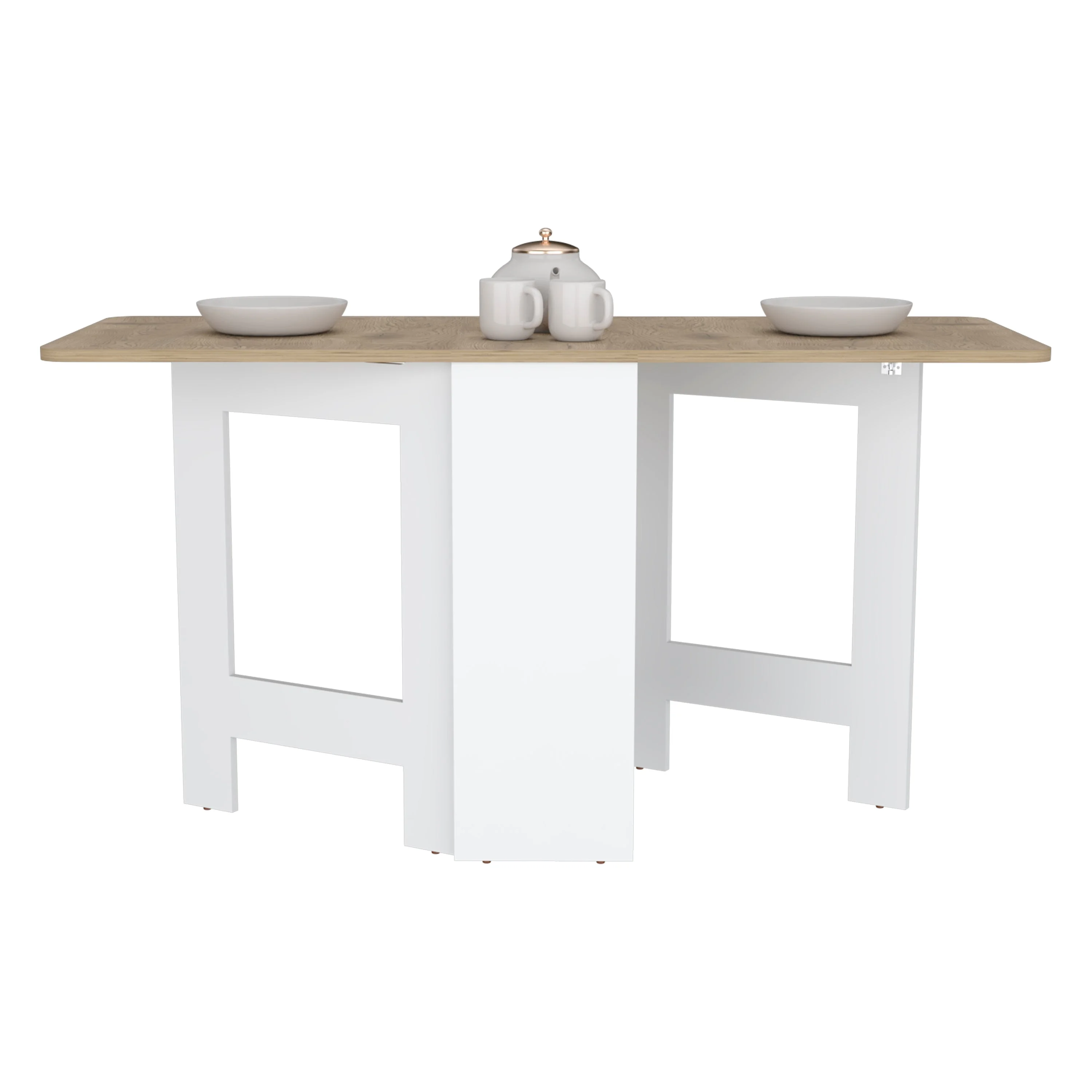 Gateleg Folding Table Space-Saving with Compact Design White / Macadamia