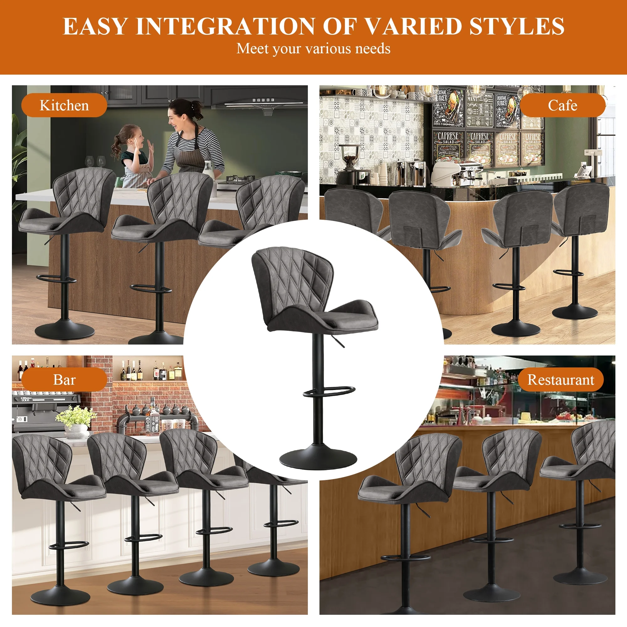 JONPONY Kneading Massage Rocker Recliner Chair with 4-Point 3D Kneading Massage and Heat Ergonomic Lounge Chair for Living Room with Rocking Function and 2 Cup Holders, USB Charge Port,Gray