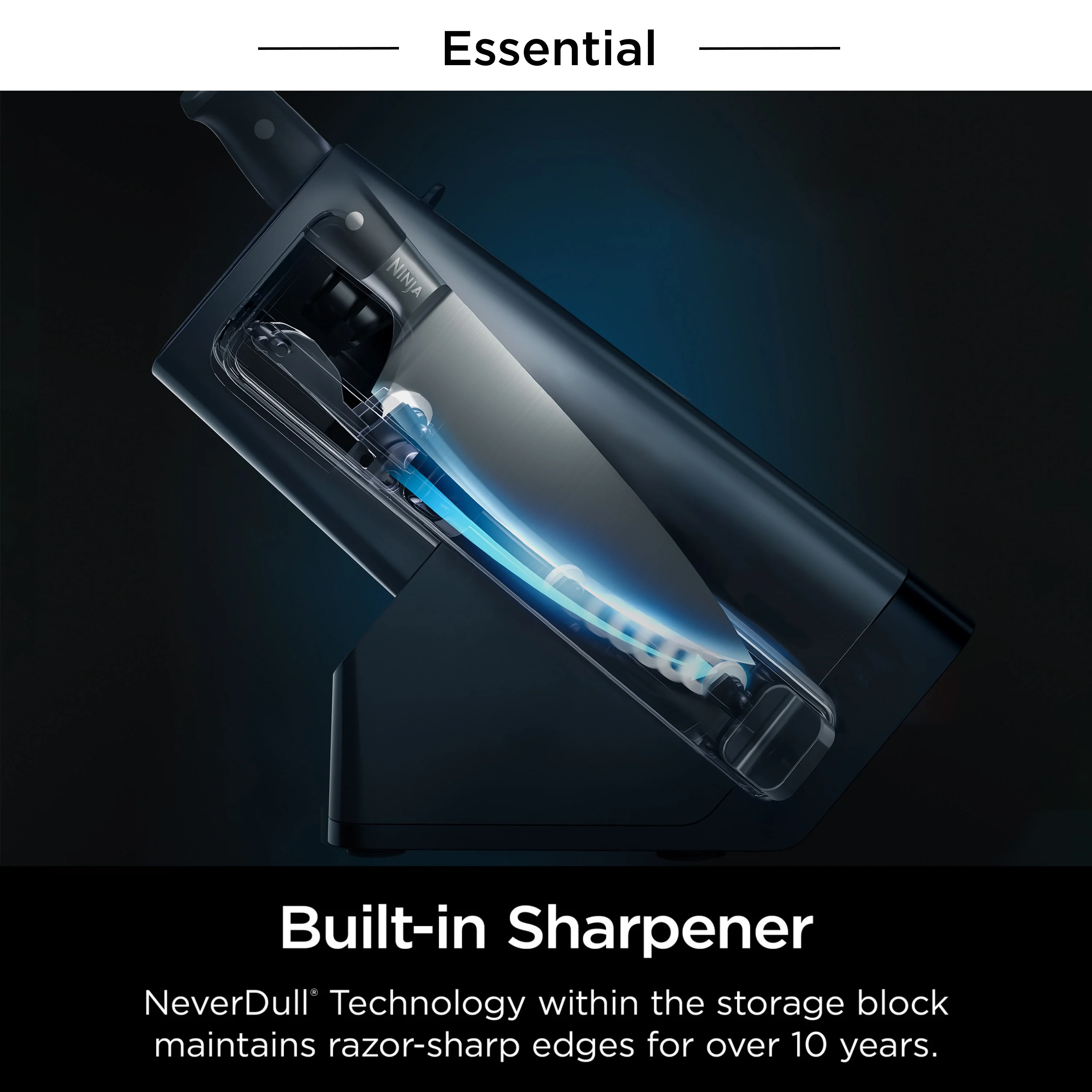 Ninja Foodi NeverDull 10-Piece Stainless Steel Essential Knife System with Sharpener, K12010 Black/Gray