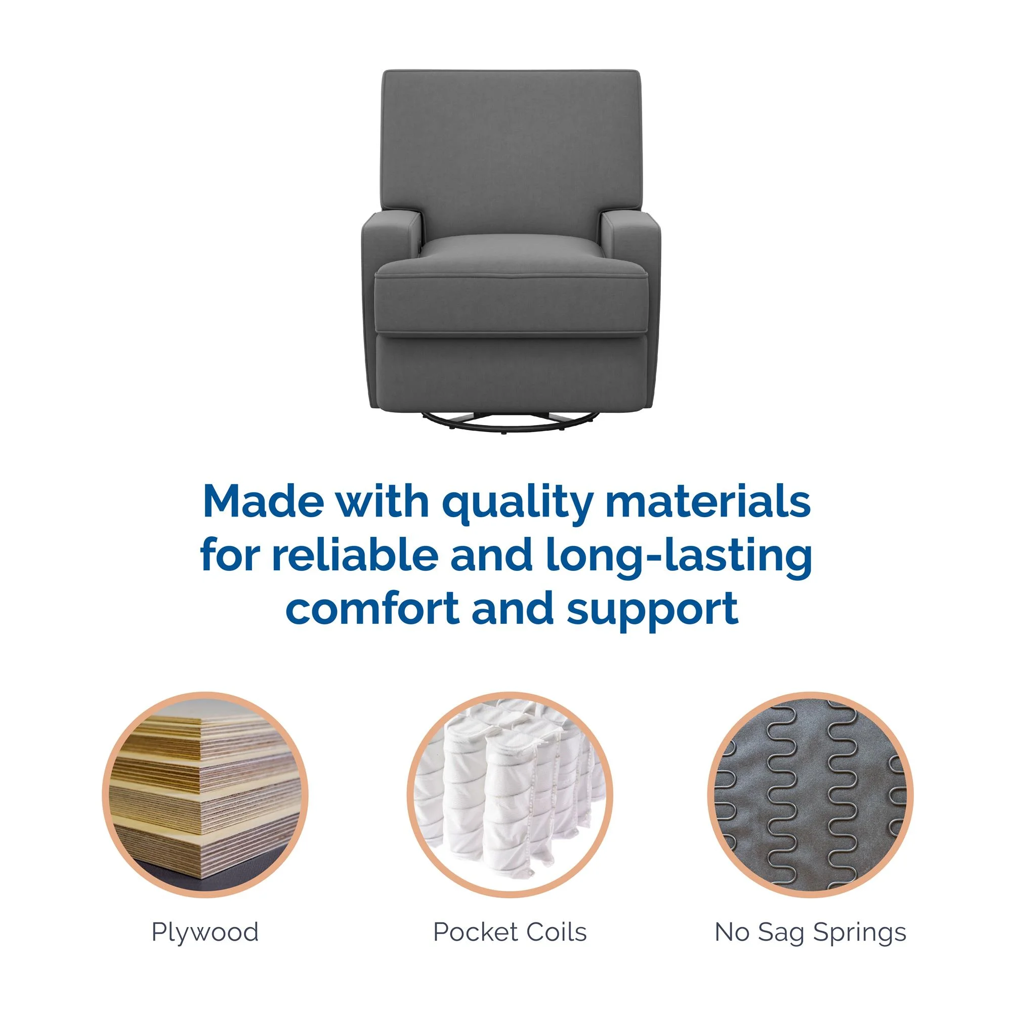 Baby Relax Rylan 4-in-1 Swivel Glider Rocker Recliner Chair