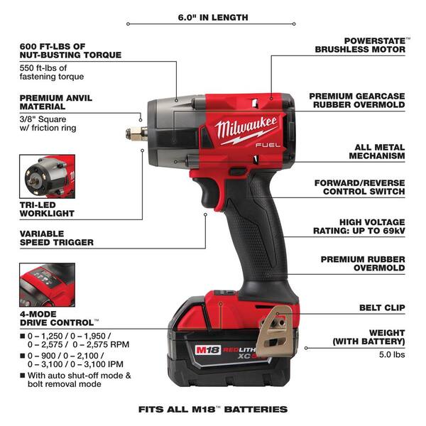 M18 FUEL 18V Lithium-Ion Brushless Cordless 1/2 in. and 3/8 in. Impact Wrench with Friction Ring Kit (2-Tool)