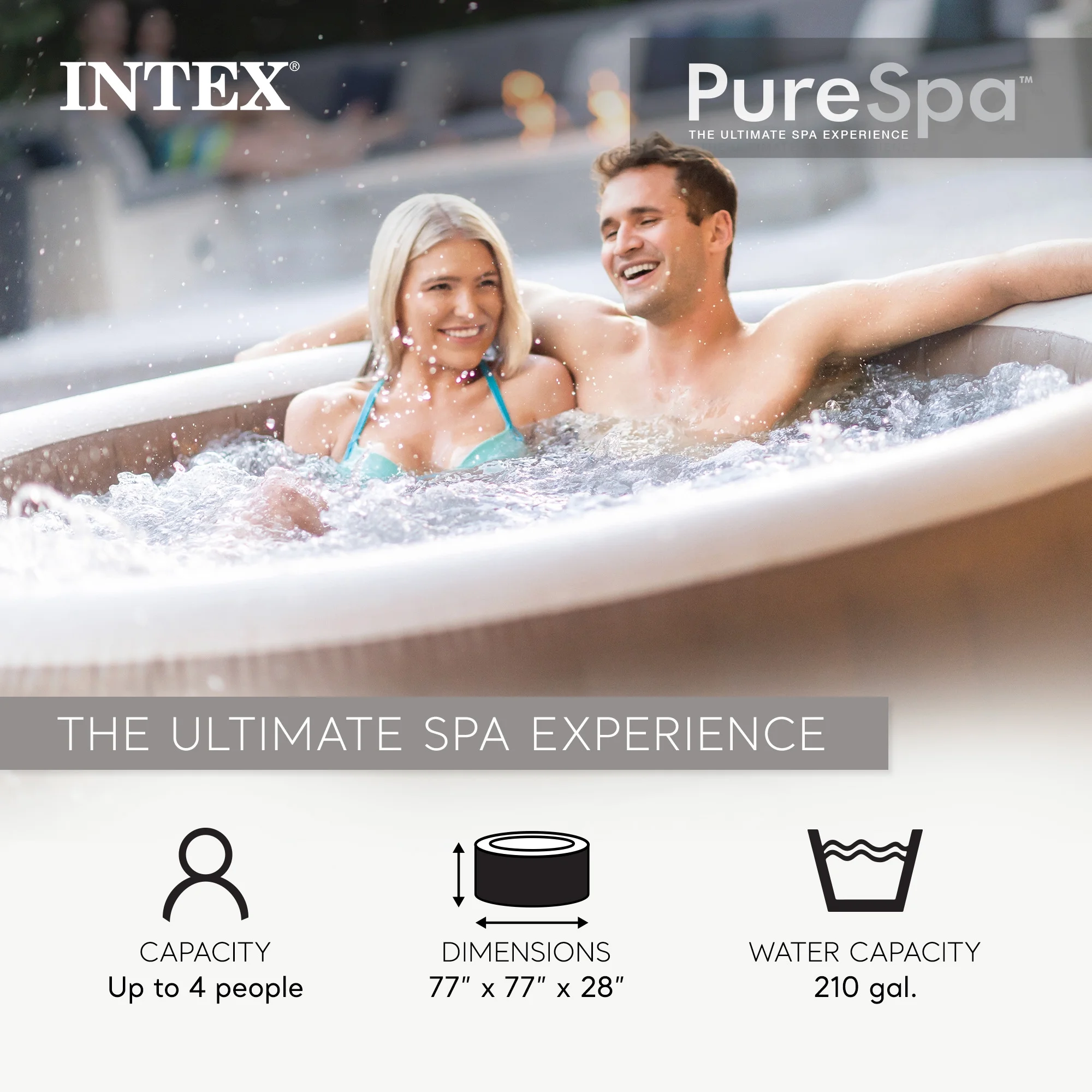 Intex PureSpa 6 Person Bubble Massage Inflatable Hot Tub Spa Set