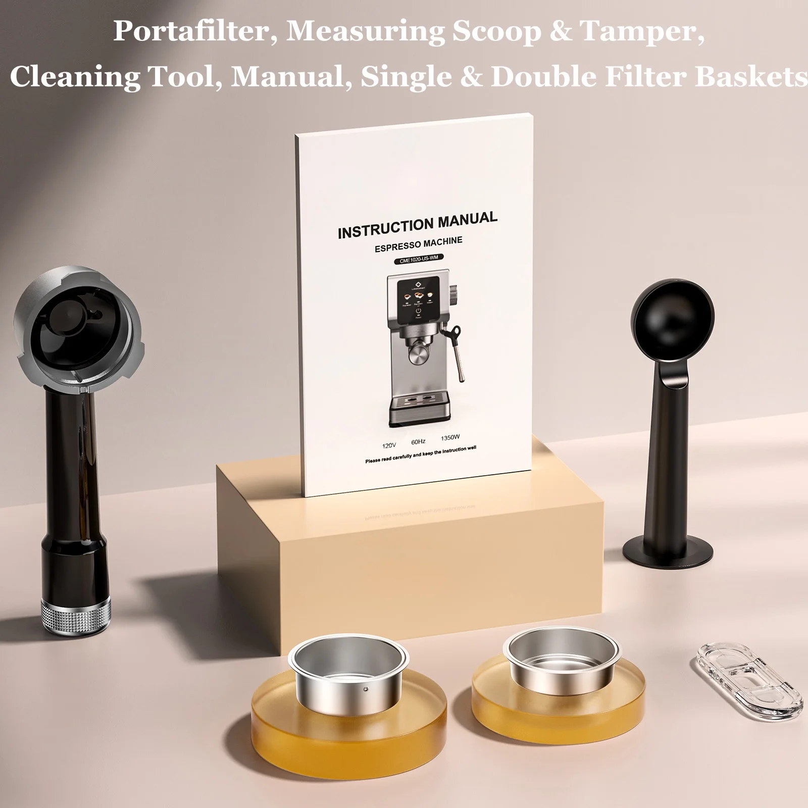 Espresso Machine 20 Bar, Rapid Cold Brew, Stainless Steel Coffee Machine with 40oz Removable Water Tank for Cappuccino, Latte, Silver