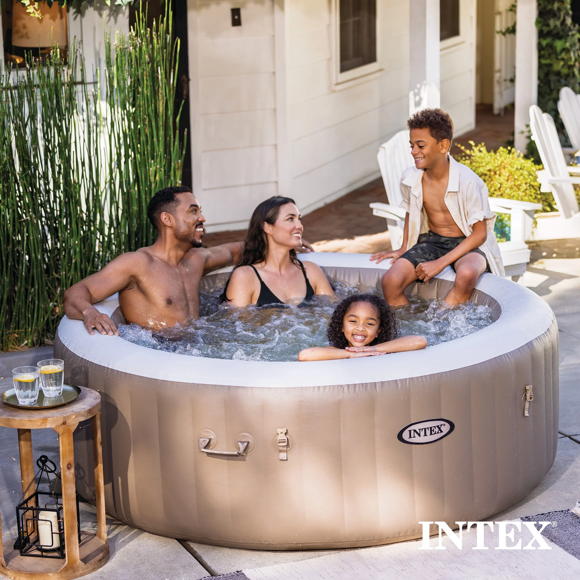 Intex PureSpa 6 Person Bubble Massage Inflatable Hot Tub Spa Set