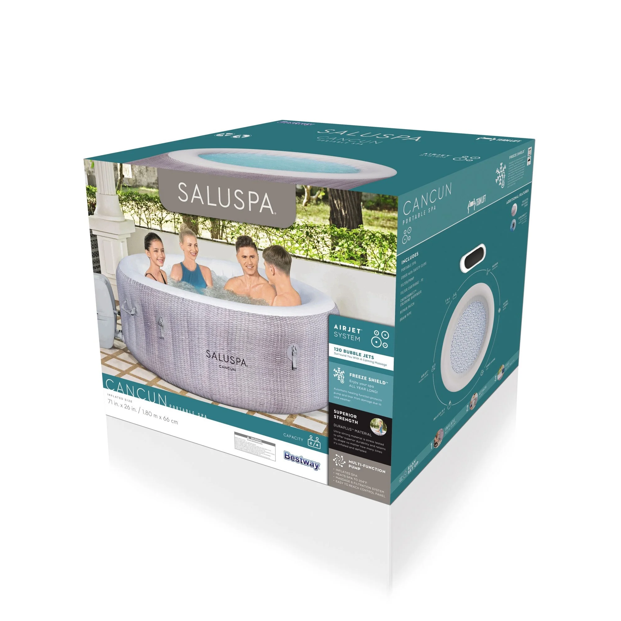 Bestway SaluSpa Cancun AirJet Inflatable Hot Tub with 120 Jets, Gray