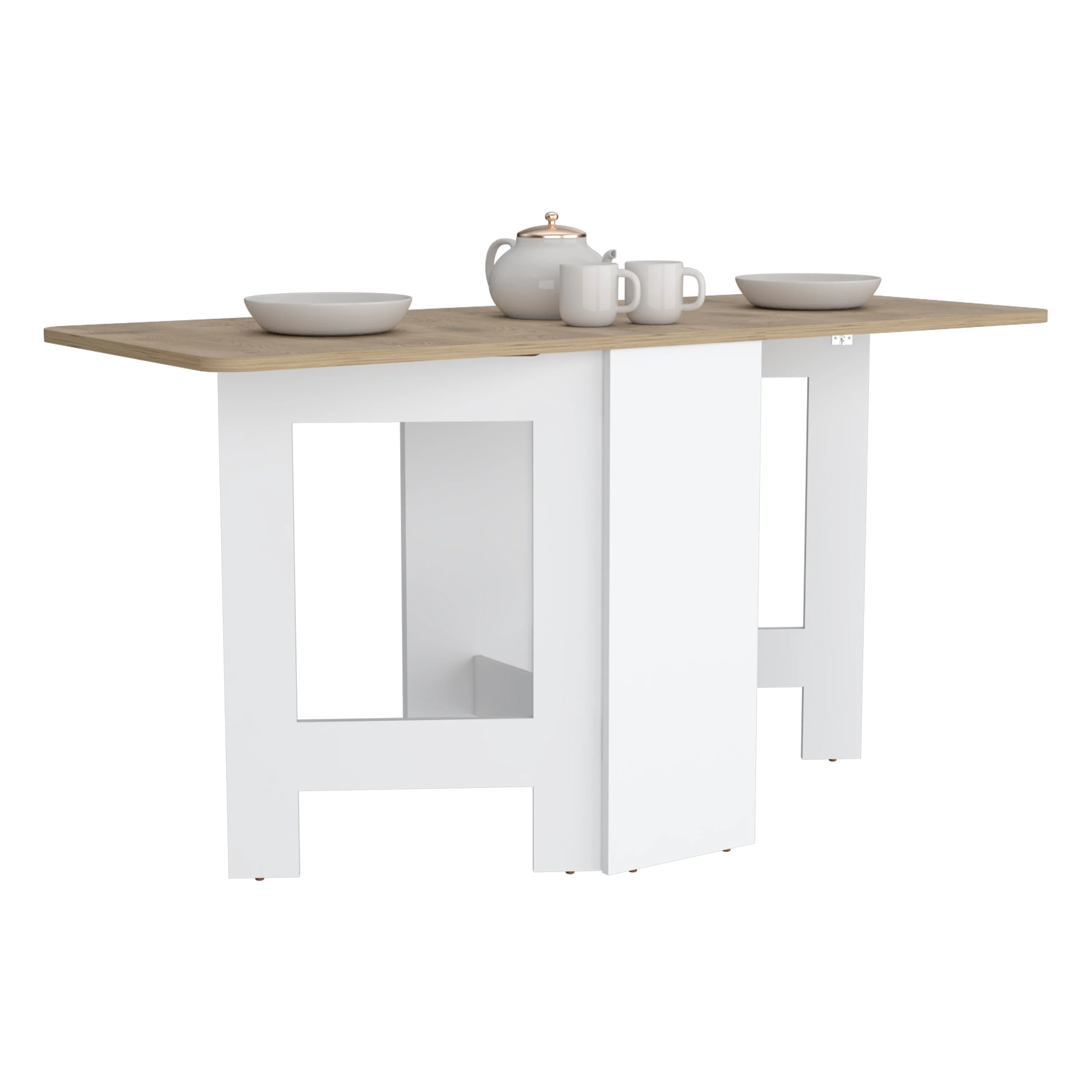 Gateleg Folding Table Space-Saving with Compact Design White / Macadamia