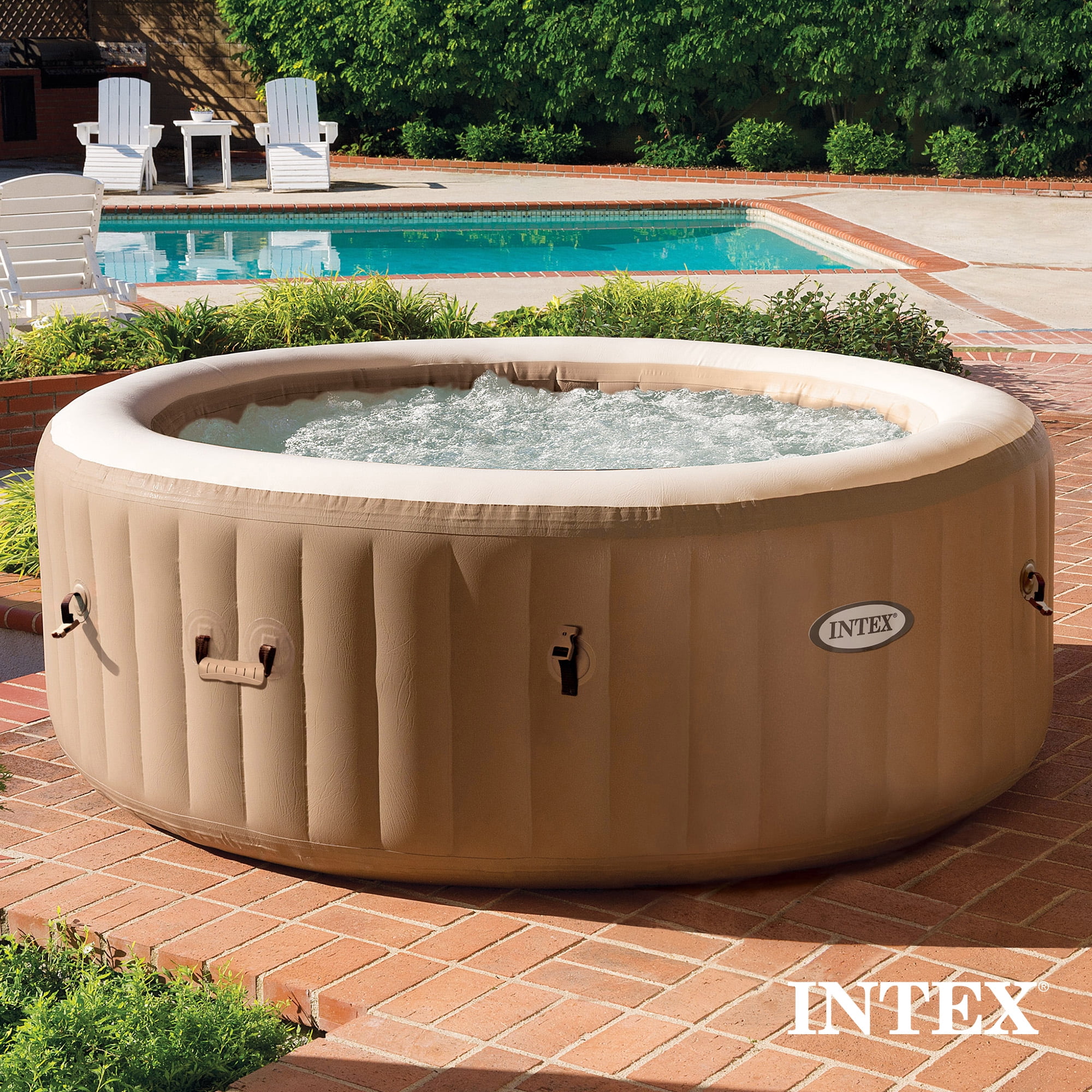 Intex PureSpa 6 Person Bubble Massage Inflatable Hot Tub Spa Set