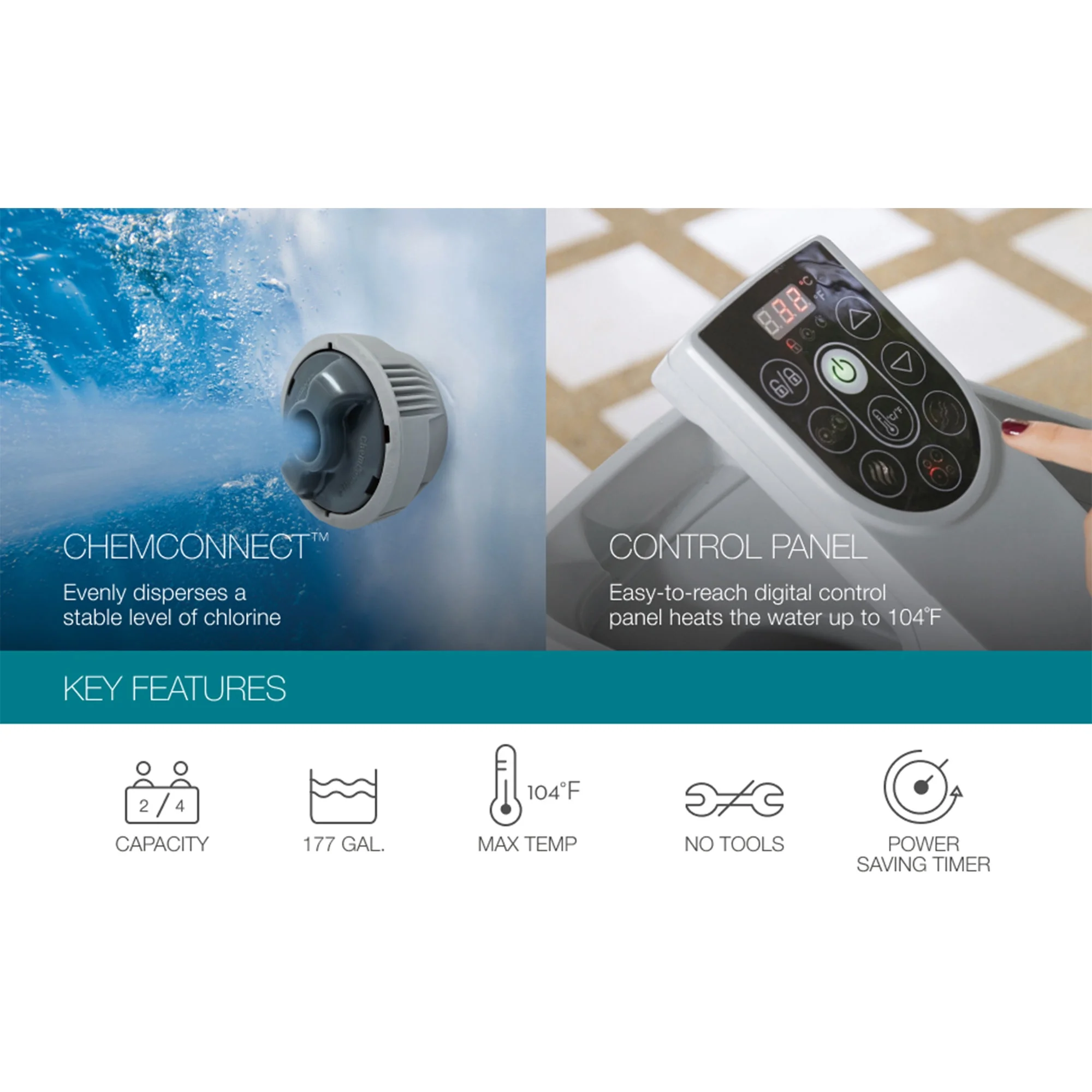 Bestway SaluSpa Cancun AirJet Inflatable Hot Tub with 120 Jets, Gray