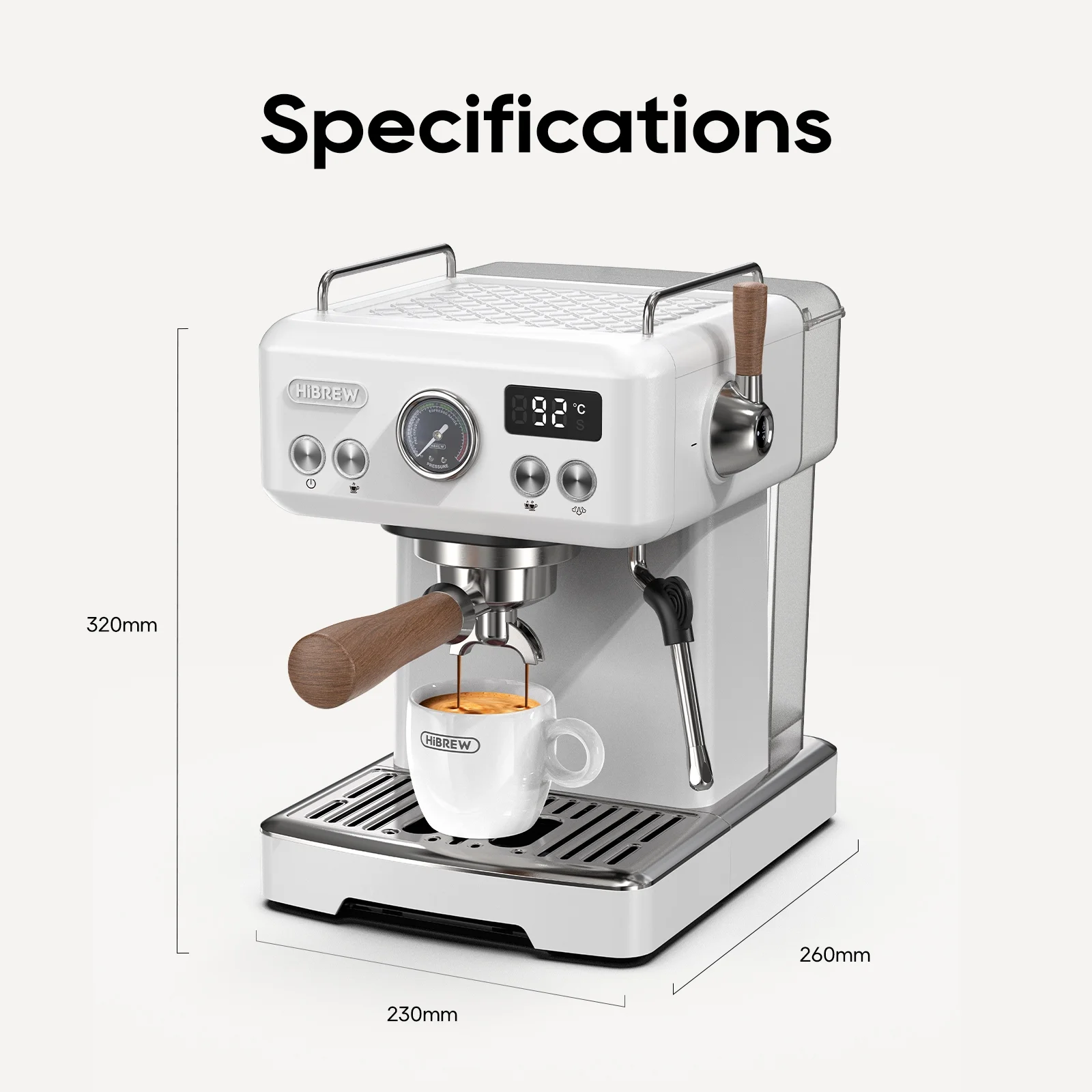 HiBREW H10PLUS 20Bar Espresso Coffee Machine with Adjustable Temperature & Steam