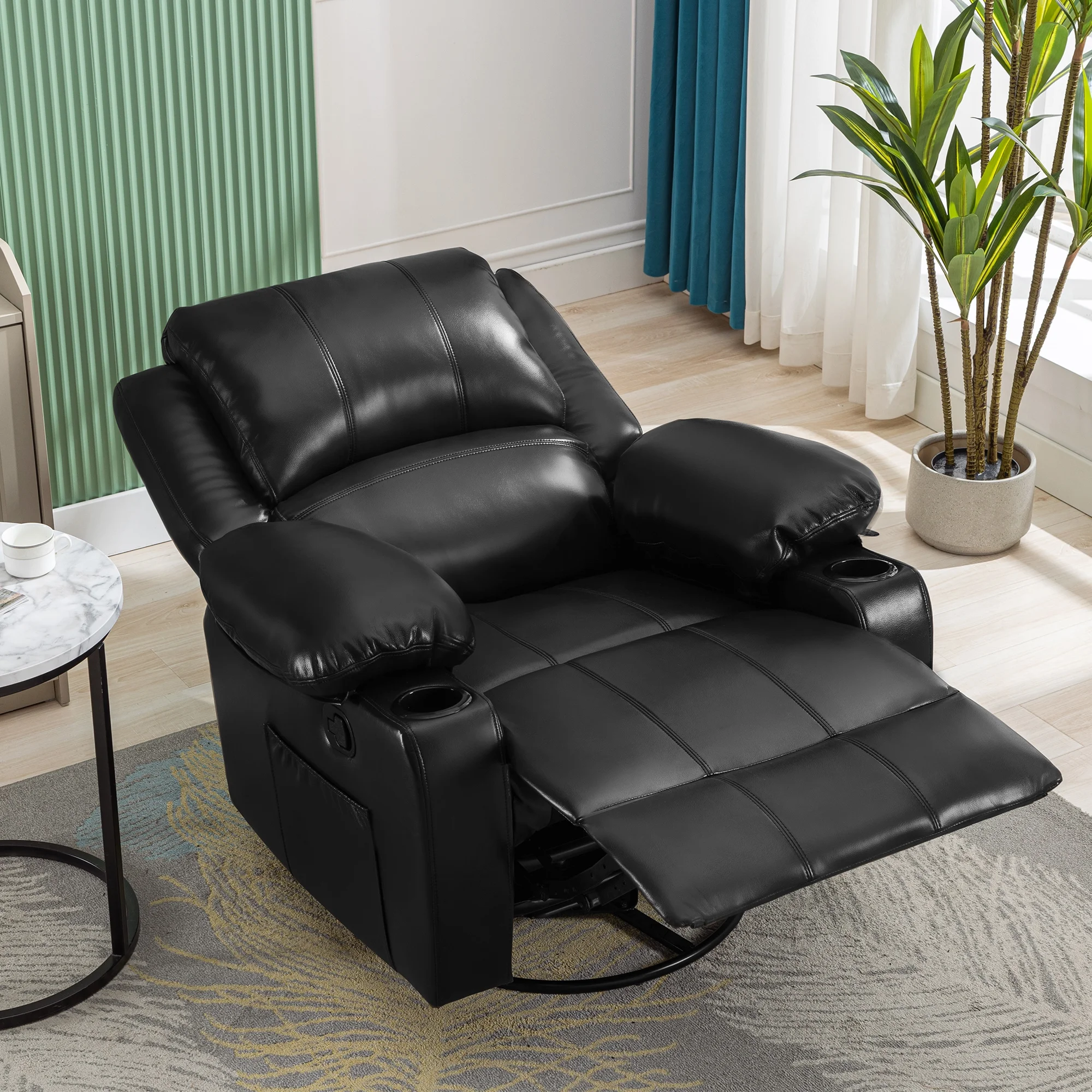 JONPONY Kneading Massage Rocker Recliner Chair with 4-Point 3D Kneading Massage and Heat Ergonomic Lounge Chair for Living Room with Rocking Function and 2 Cup Holders, USB Charge Port,Gray