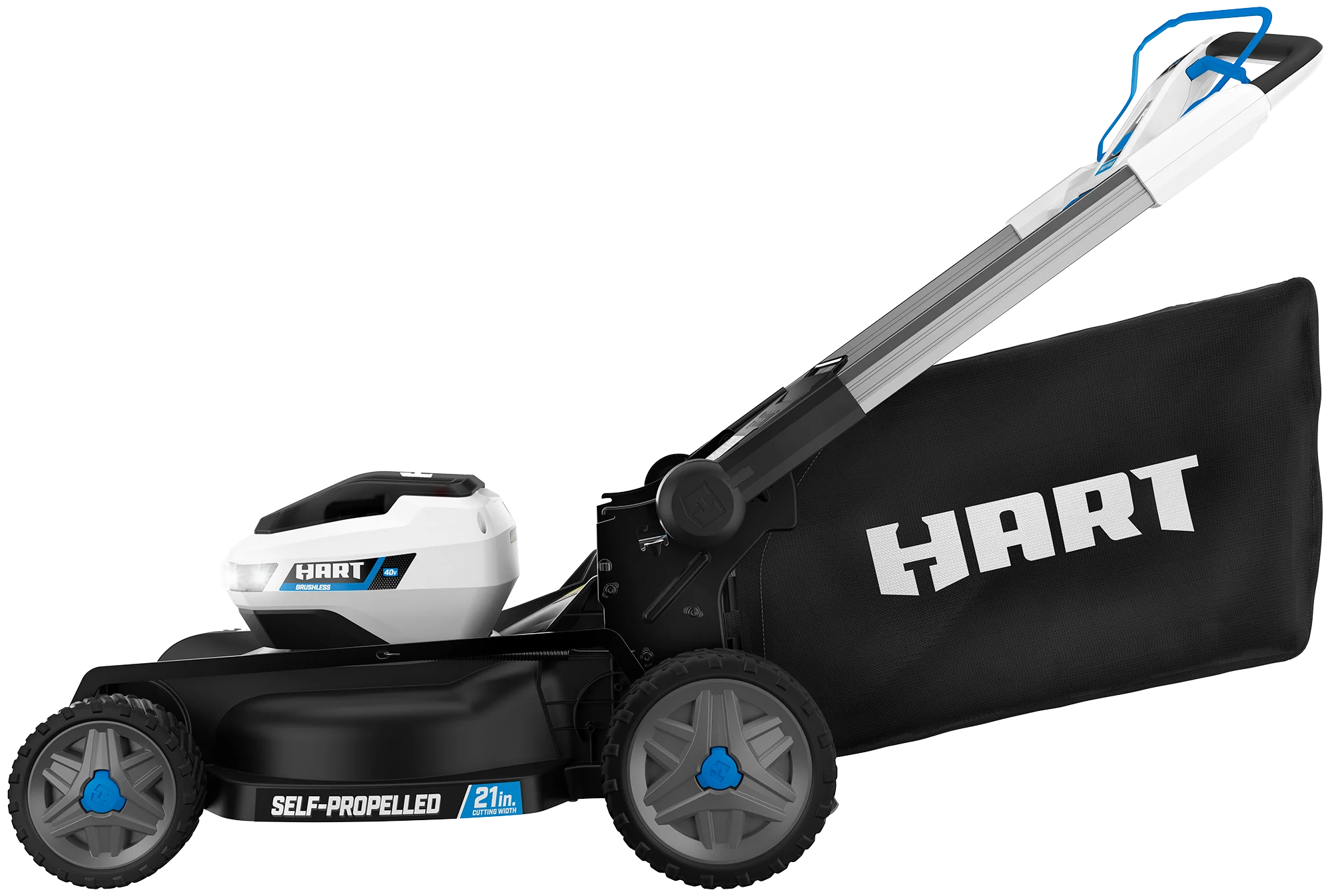 HART 40-Volt 21-inch Supercharge 3-in-1 Self-Propelled Mower Kit, (2) 6.0Ah Lithium-Ion Batteries