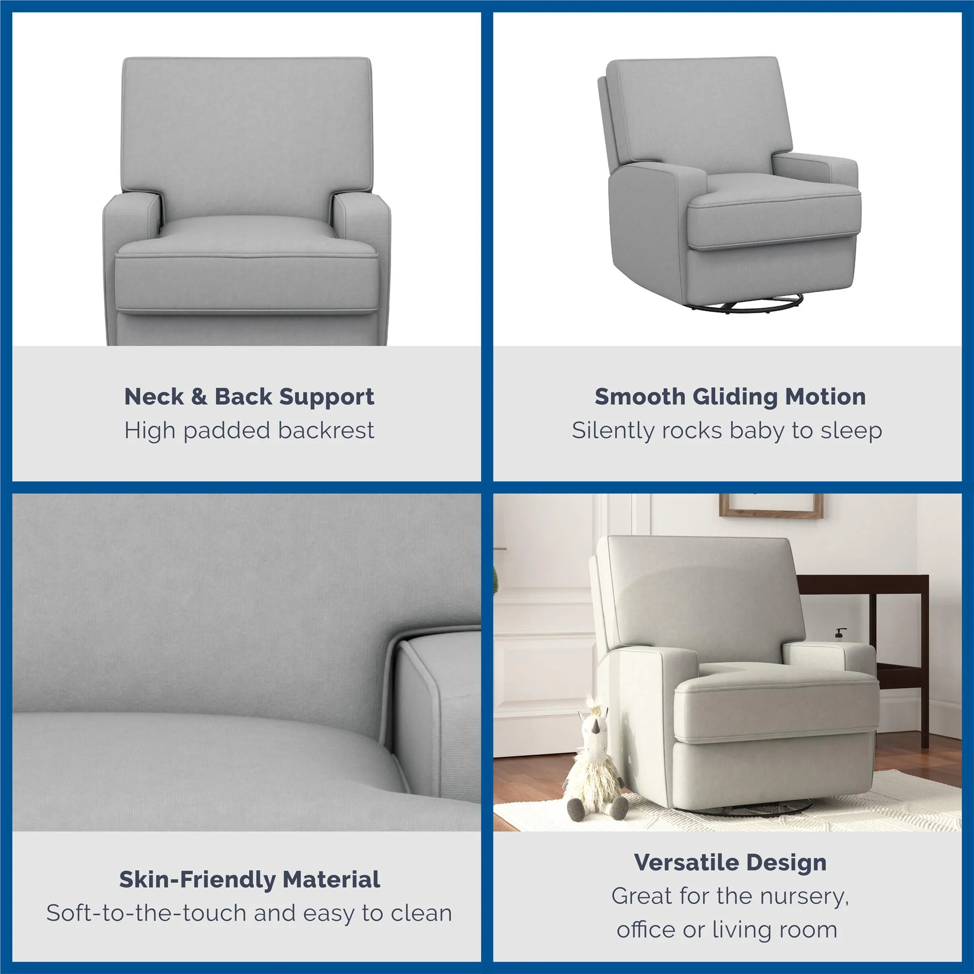 Baby Relax Rylan 4-in-1 Swivel Glider Rocker Recliner Chair