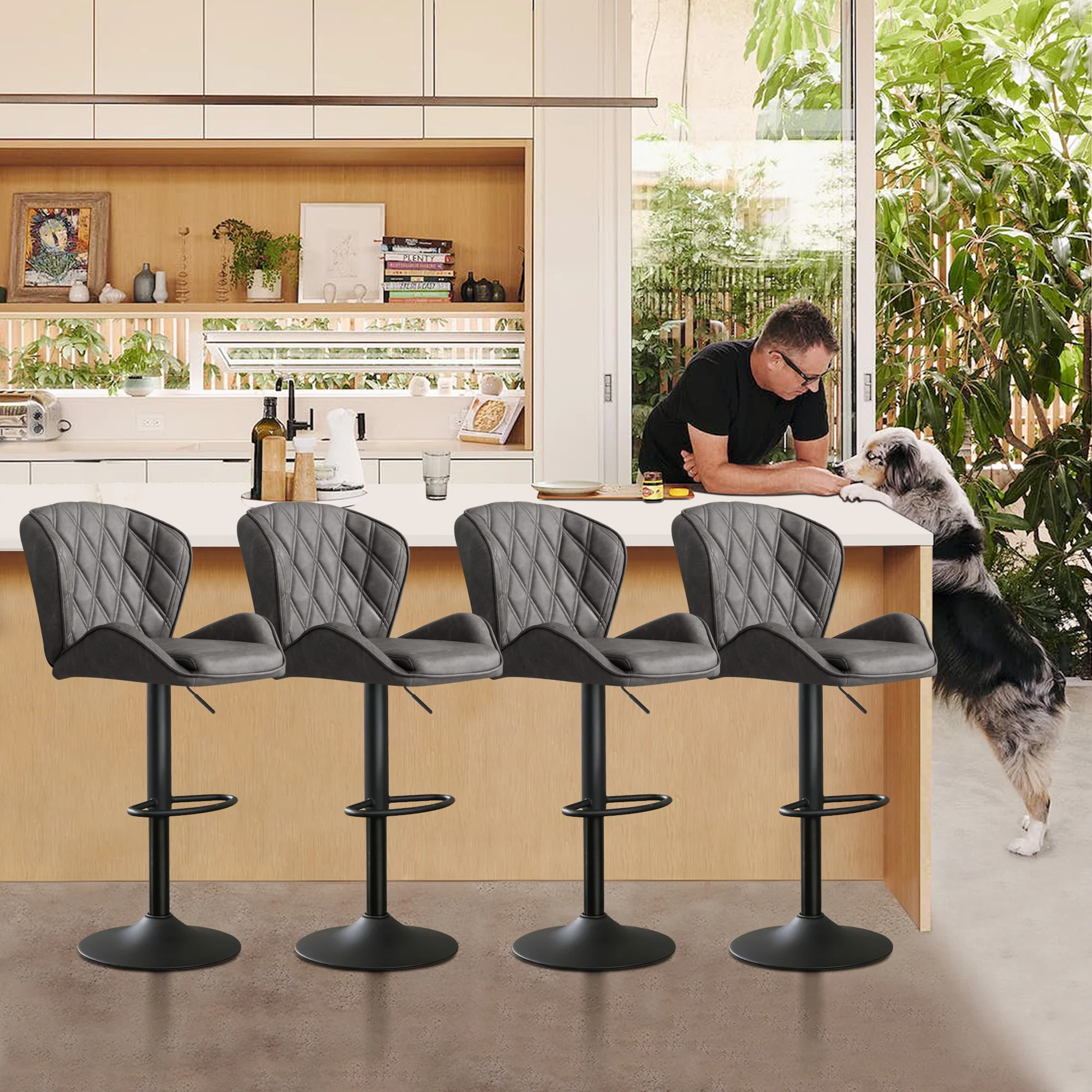 JONPONY Kneading Massage Rocker Recliner Chair with 4-Point 3D Kneading Massage and Heat Ergonomic Lounge Chair for Living Room with Rocking Function and 2 Cup Holders, USB Charge Port,Gray