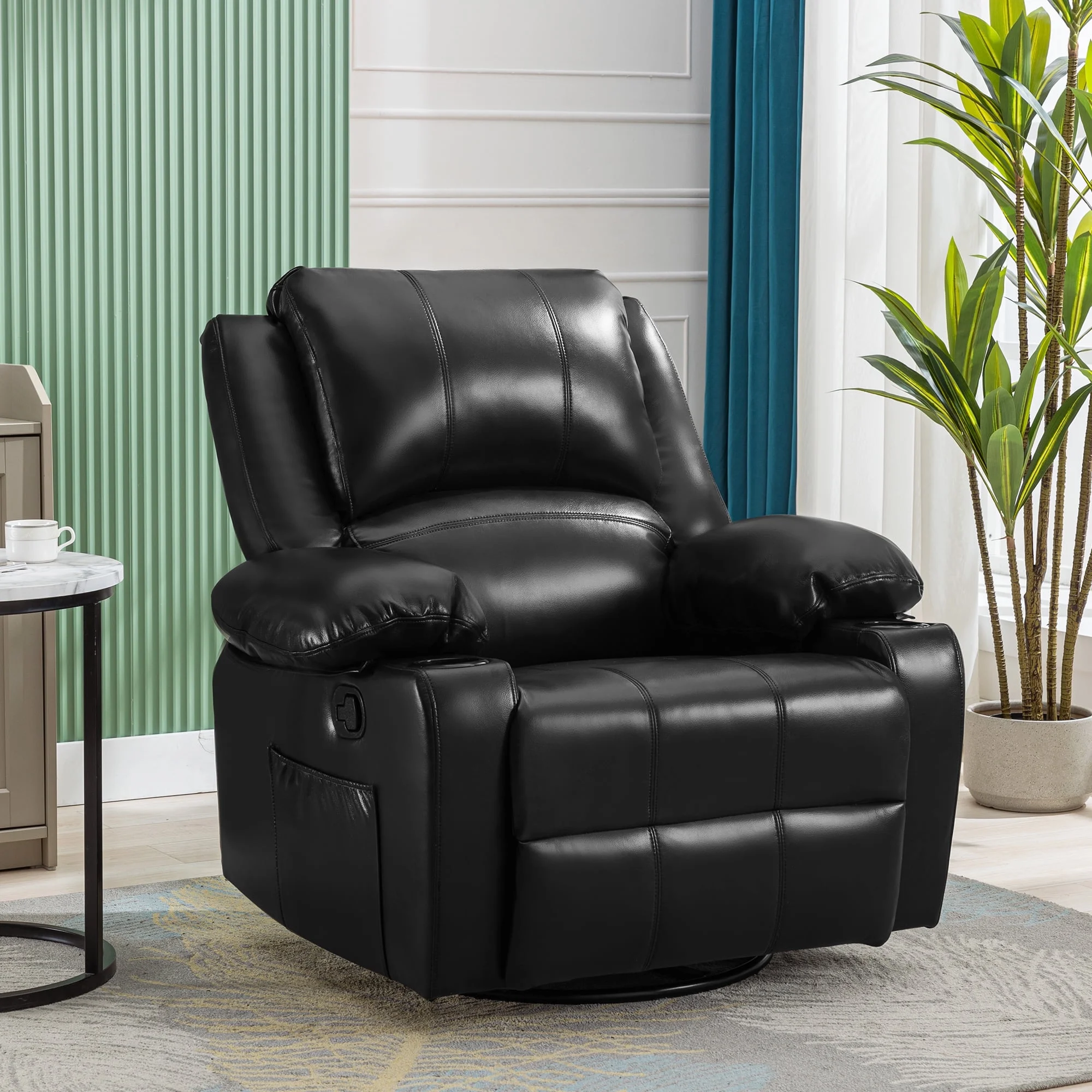 JONPONY Kneading Massage Rocker Recliner Chair with 4-Point 3D Kneading Massage and Heat Ergonomic Lounge Chair for Living Room with Rocking Function and 2 Cup Holders, USB Charge Port,Gray