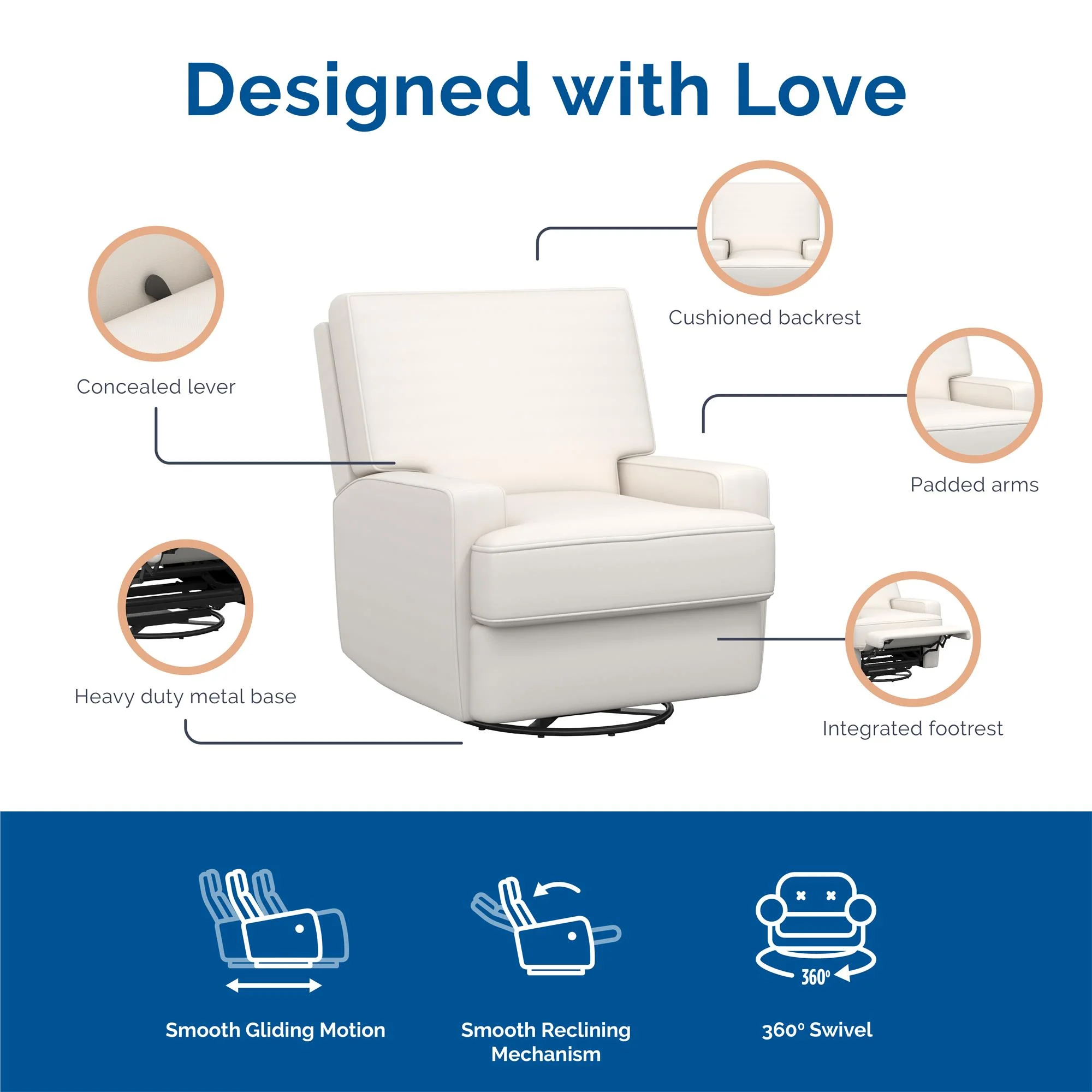 Baby Relax Rylan 4-in-1 Swivel Glider Rocker Recliner Chair