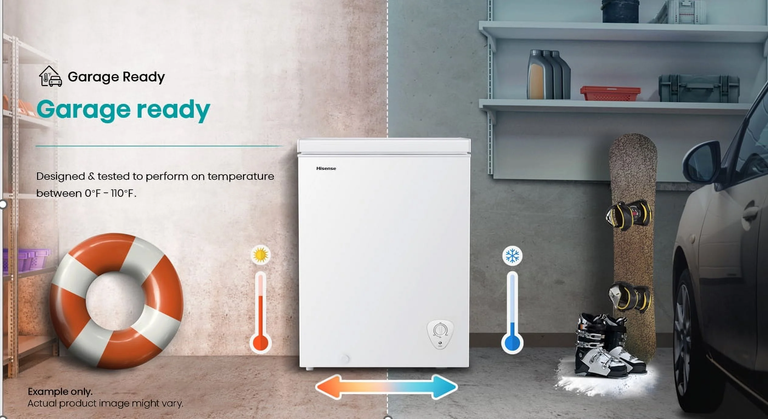 Hisense Garage Ready 5 cf ft Chest Freezer- White