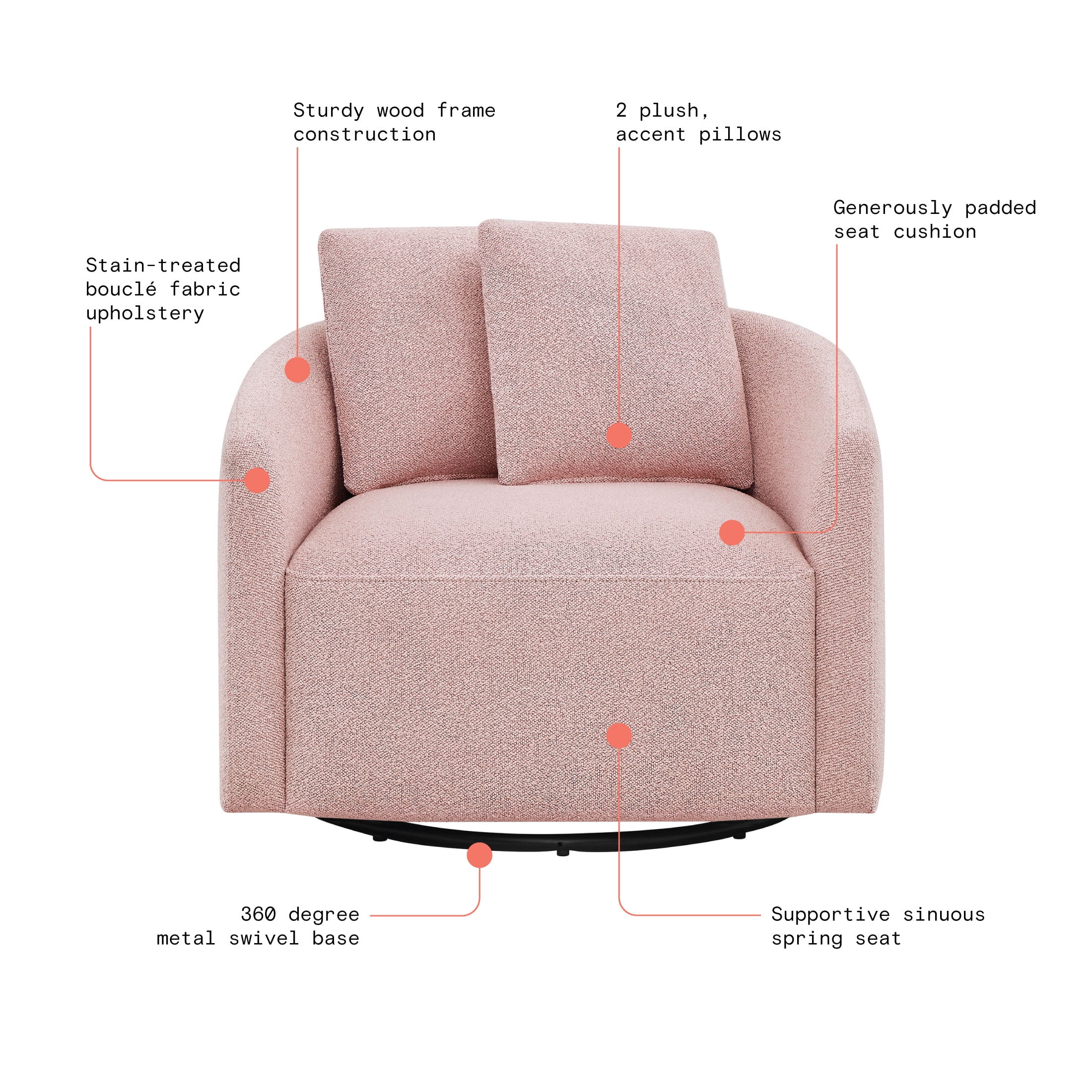 Beautiful Drew Kids Accent Chair by Drew Barrymore, Cornflower Bouclé Fabric