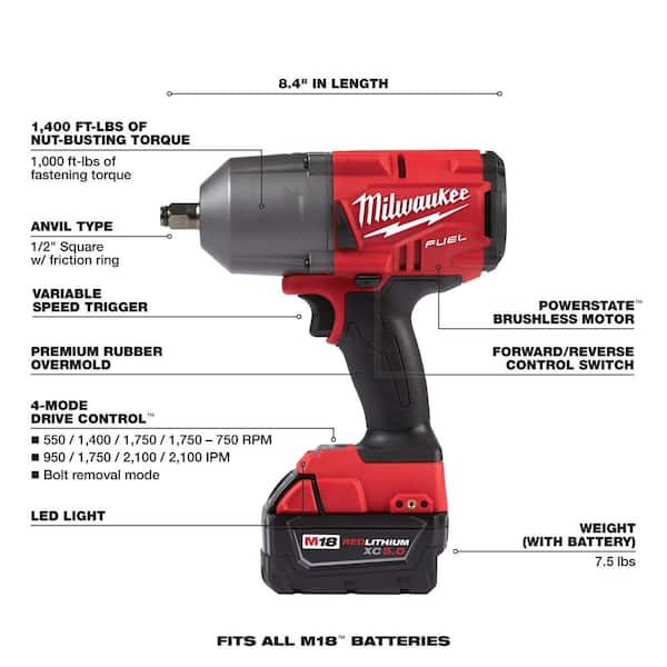 M18 FUEL 18V Lithium-Ion Brushless Cordless 1/2 in. and 3/8 in. Impact Wrench with Friction Ring Kit (2-Tool)