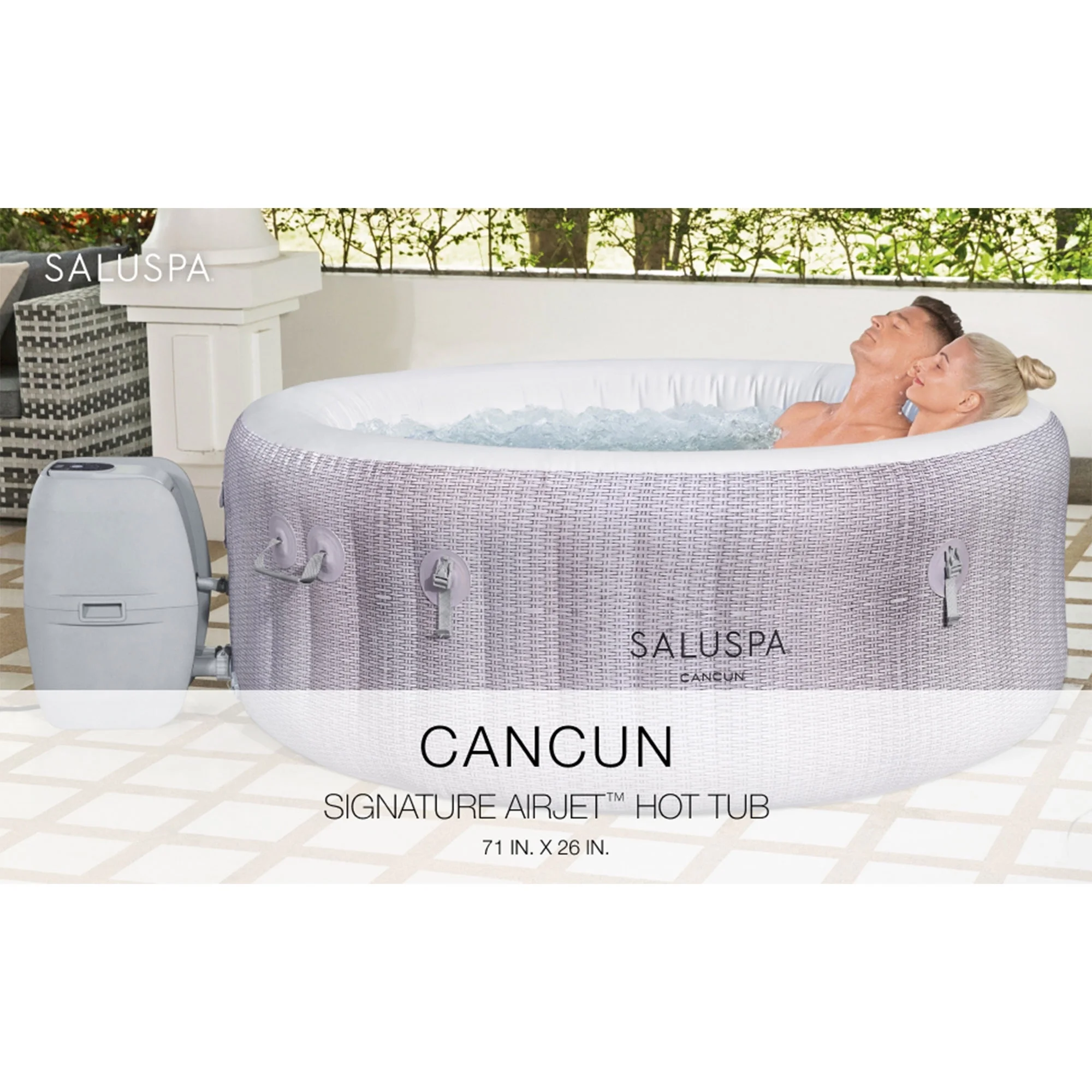 Bestway SaluSpa Cancun AirJet Inflatable Hot Tub with 120 Jets, Gray