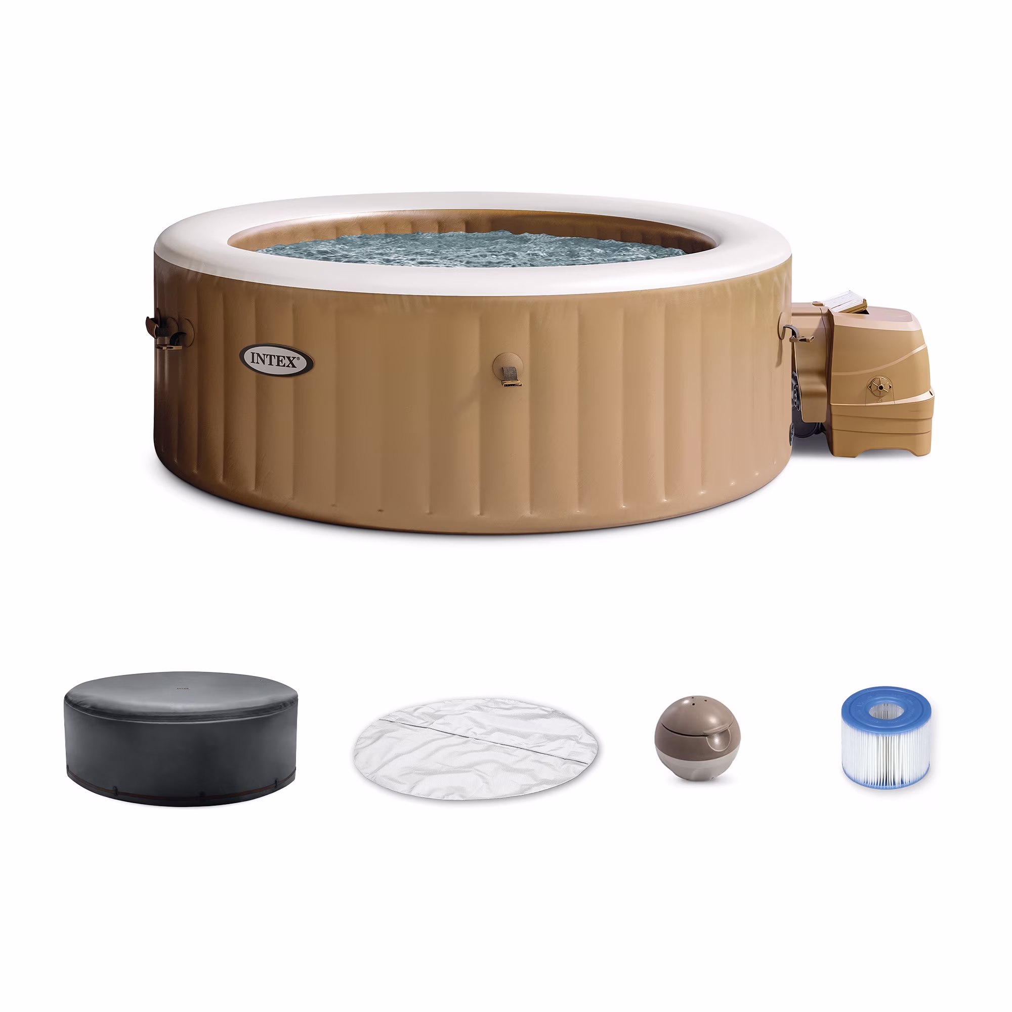 Intex PureSpa 6 Person Bubble Massage Inflatable Hot Tub Spa Set