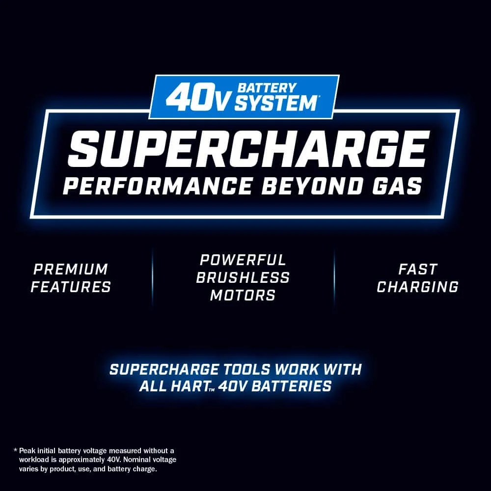 HART 40-Volt 21-inch Supercharge 3-in-1 Self-Propelled Mower Kit, (2) 6.0Ah Lithium-Ion Batteries