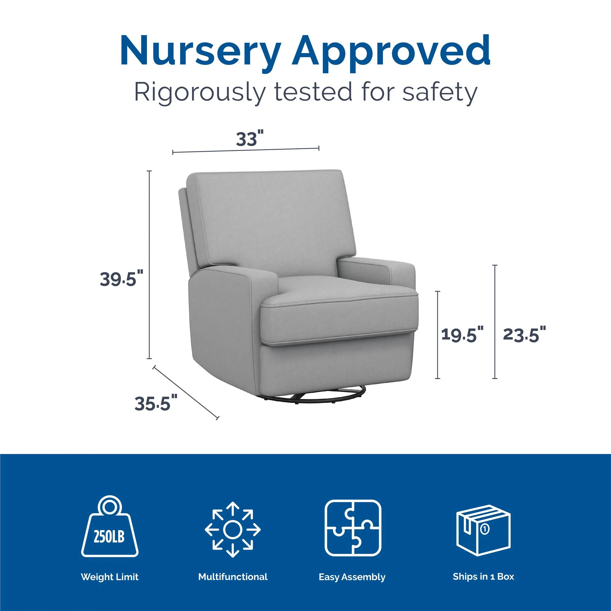 Baby Relax Rylan 4-in-1 Swivel Glider Rocker Recliner Chair