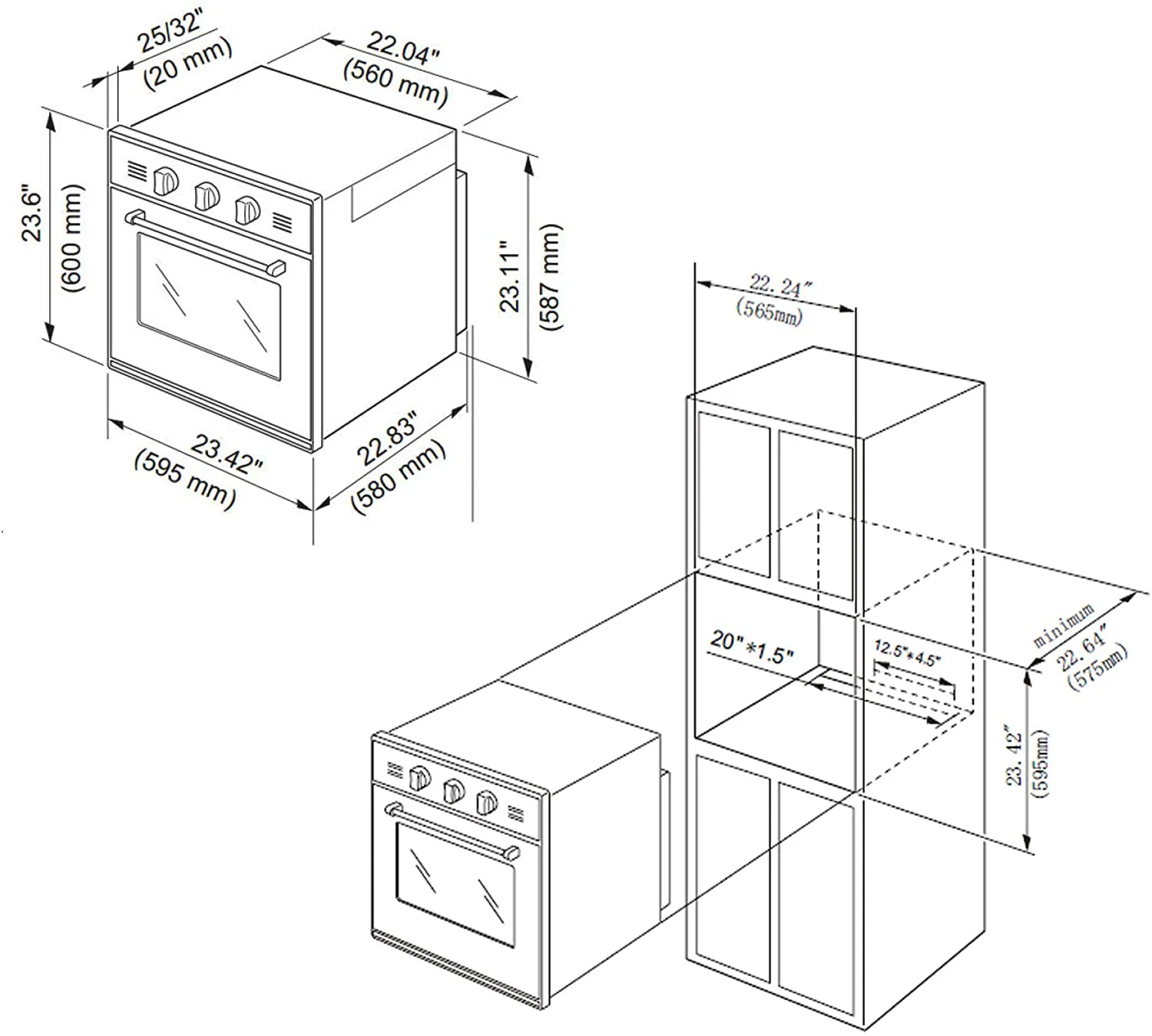 Empava 24 in. 2.3 Cu. Ft. Single Gas Wall Oven 24WO09 - Only For NG Gas