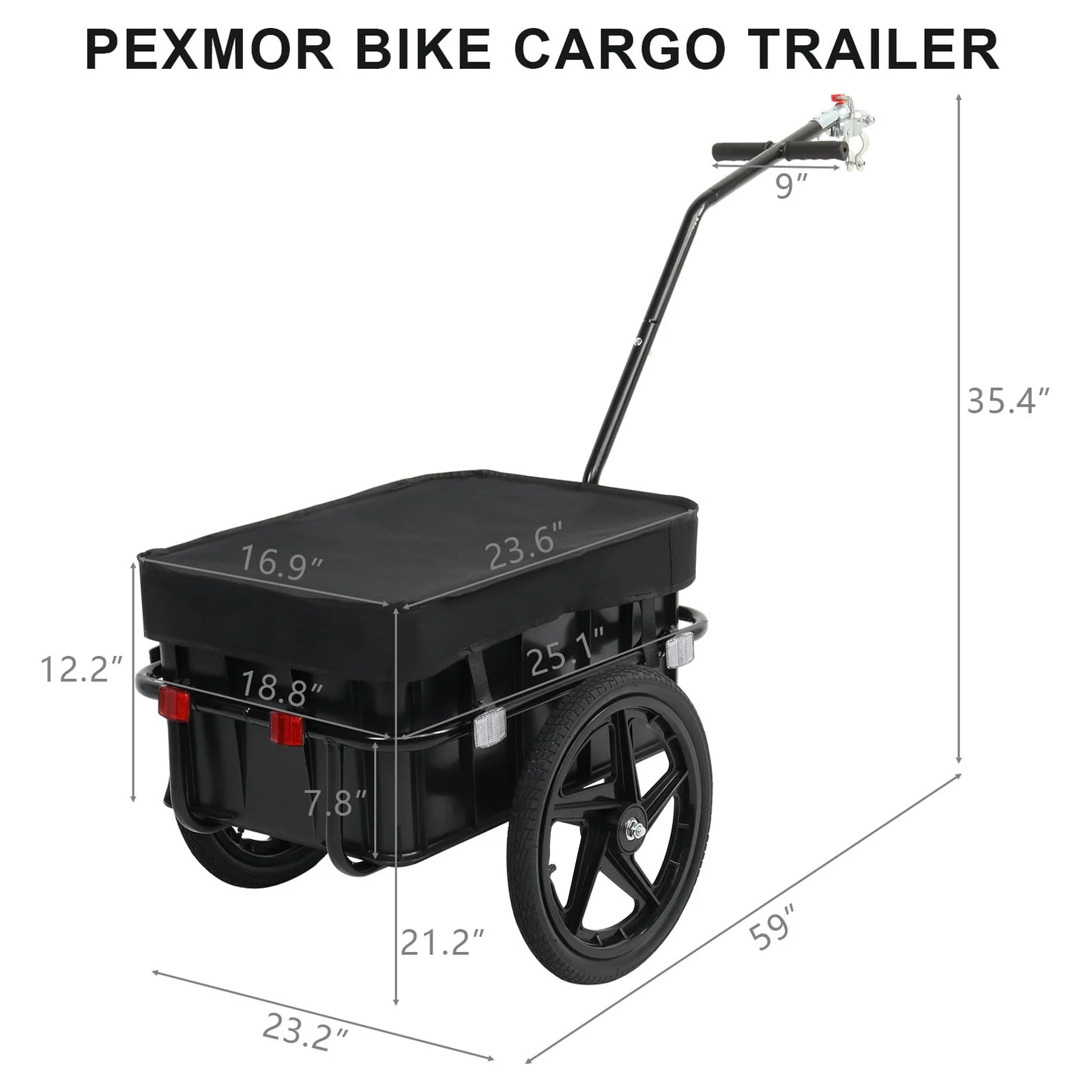 PEXMOR Bike Cargo Trailer, Bicycle Wagon Trailer W/Universal Coupler & Waterproof Cover