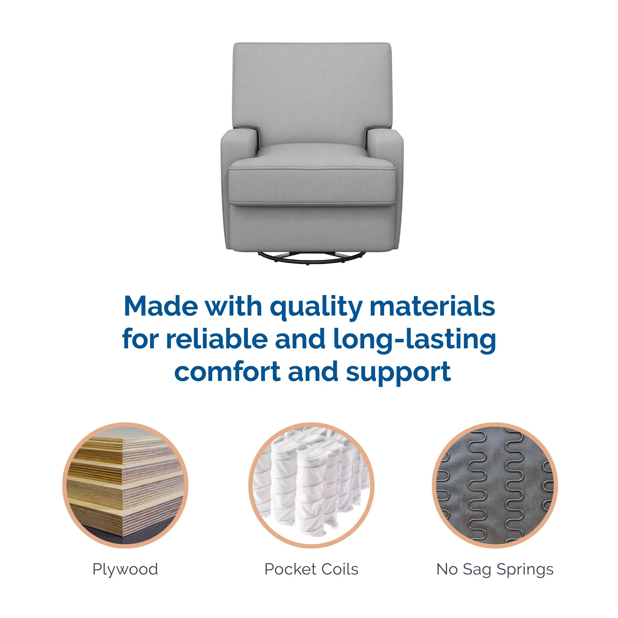 Baby Relax Rylan 4-in-1 Swivel Glider Rocker Recliner Chair