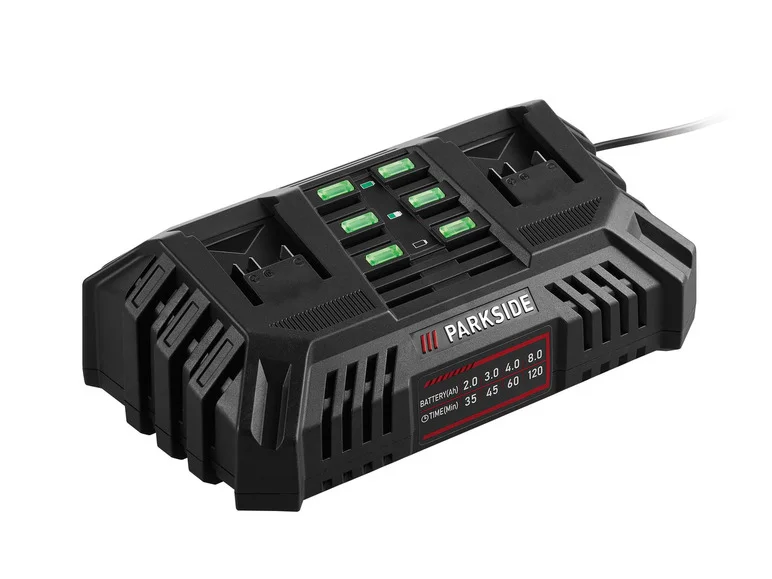 PARKSIDE® Chargeur de batterie double PDSLG 20 B1. 2 x 4.5 A. 20 V