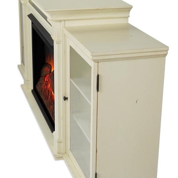 Tracey Grand 84 in. Electric Fireplace TV Stand Entertainment Center in Distressed White