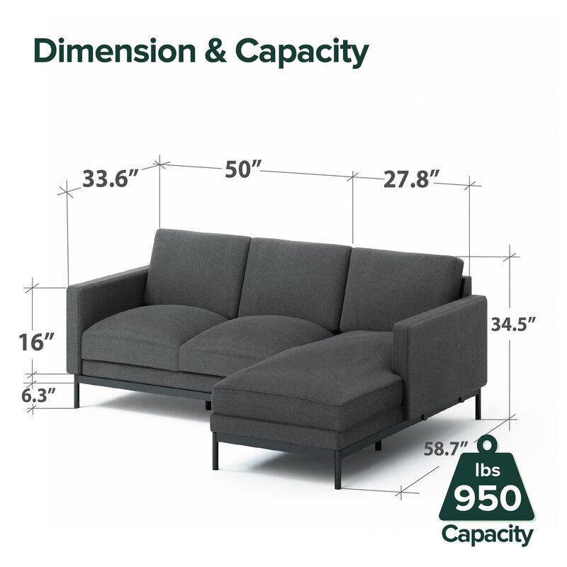 77′′ Wide Reversible Sofa & Chaise