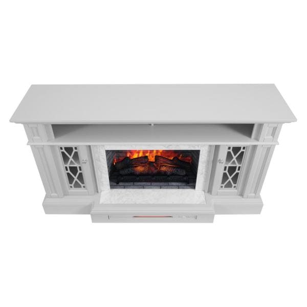 Parkbridge 68 in. Freestanding Electric Fireplace TV Stand in Light Gray with KD Insert