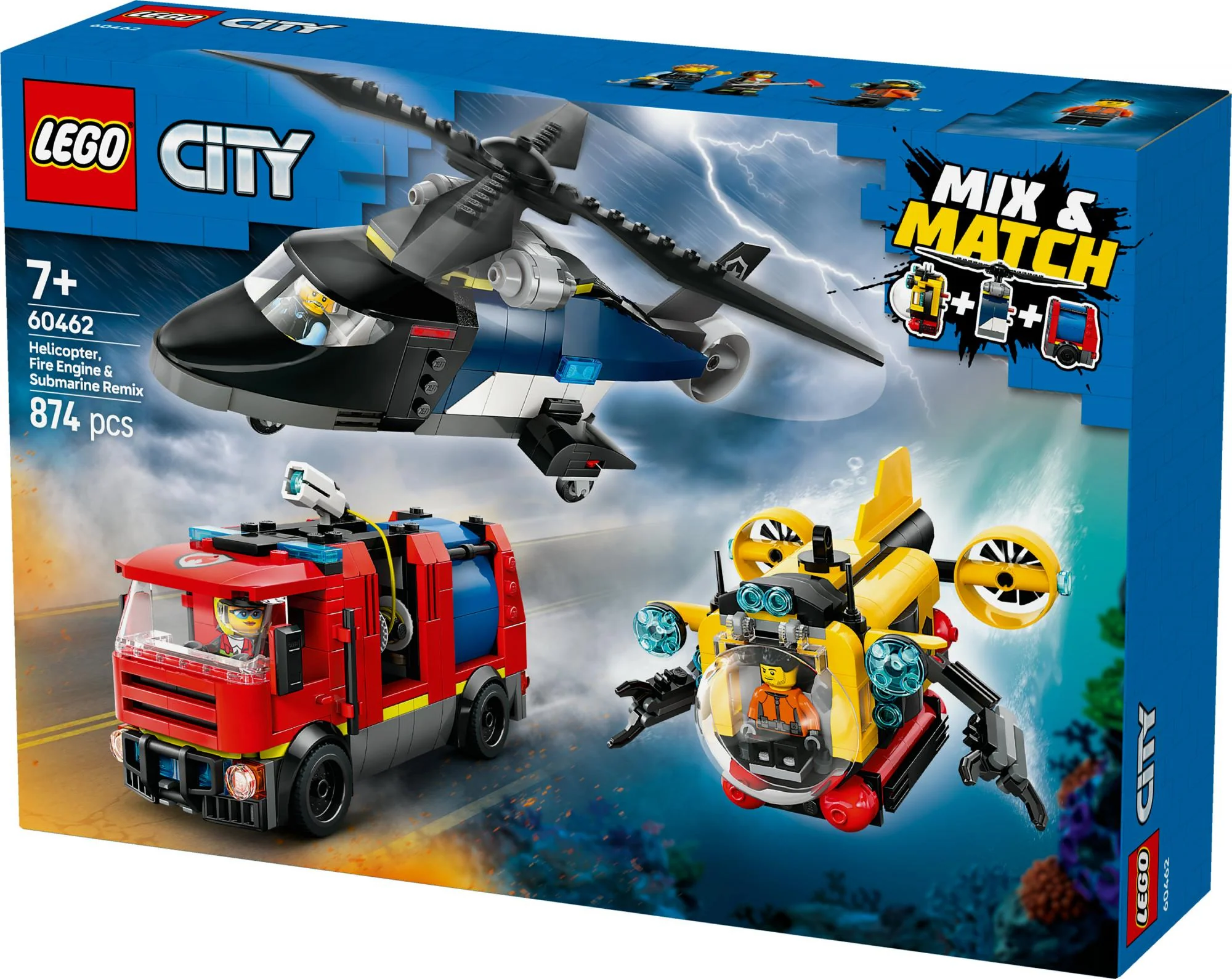LEGO 60462 City Combination Set with Helicopter. Fire Truck and Submarine