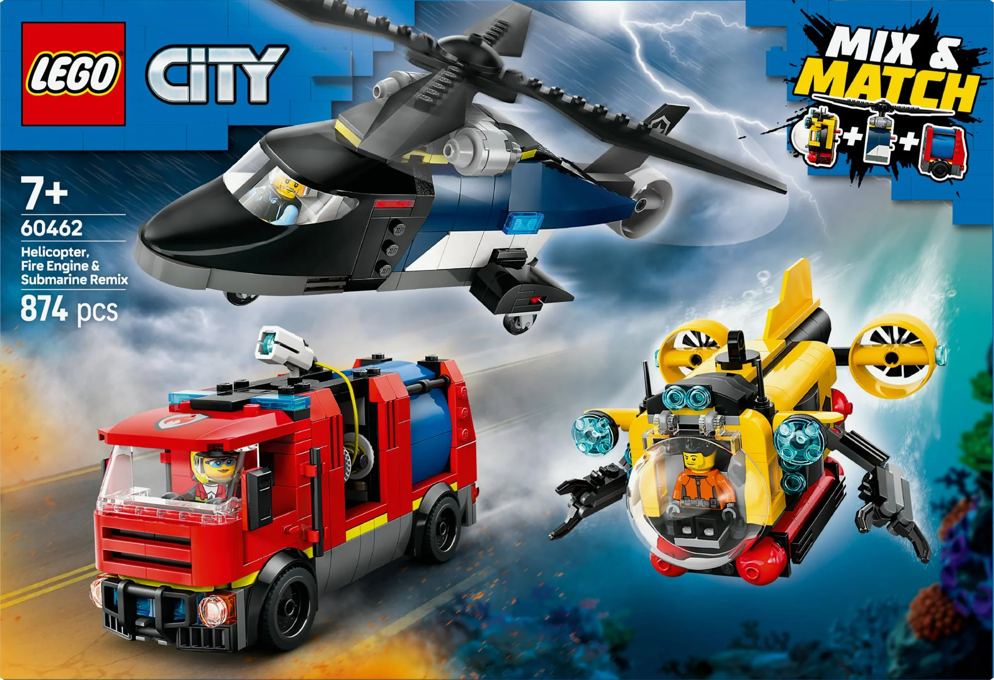 LEGO 60462 City Combination Set with Helicopter. Fire Truck and Submarine